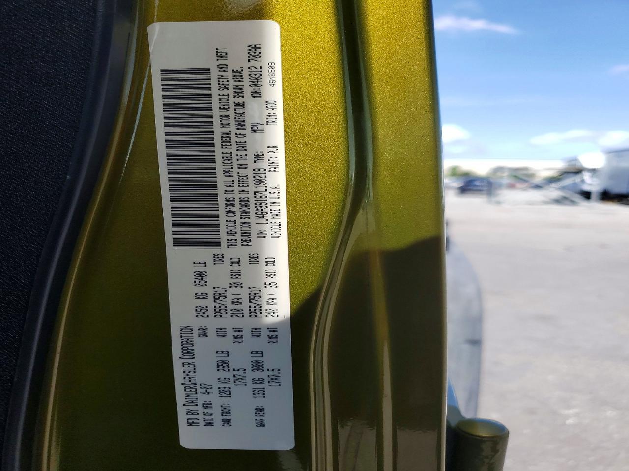 2007 Jeep Wrangler X Green vin: 1J4GA39167L190219