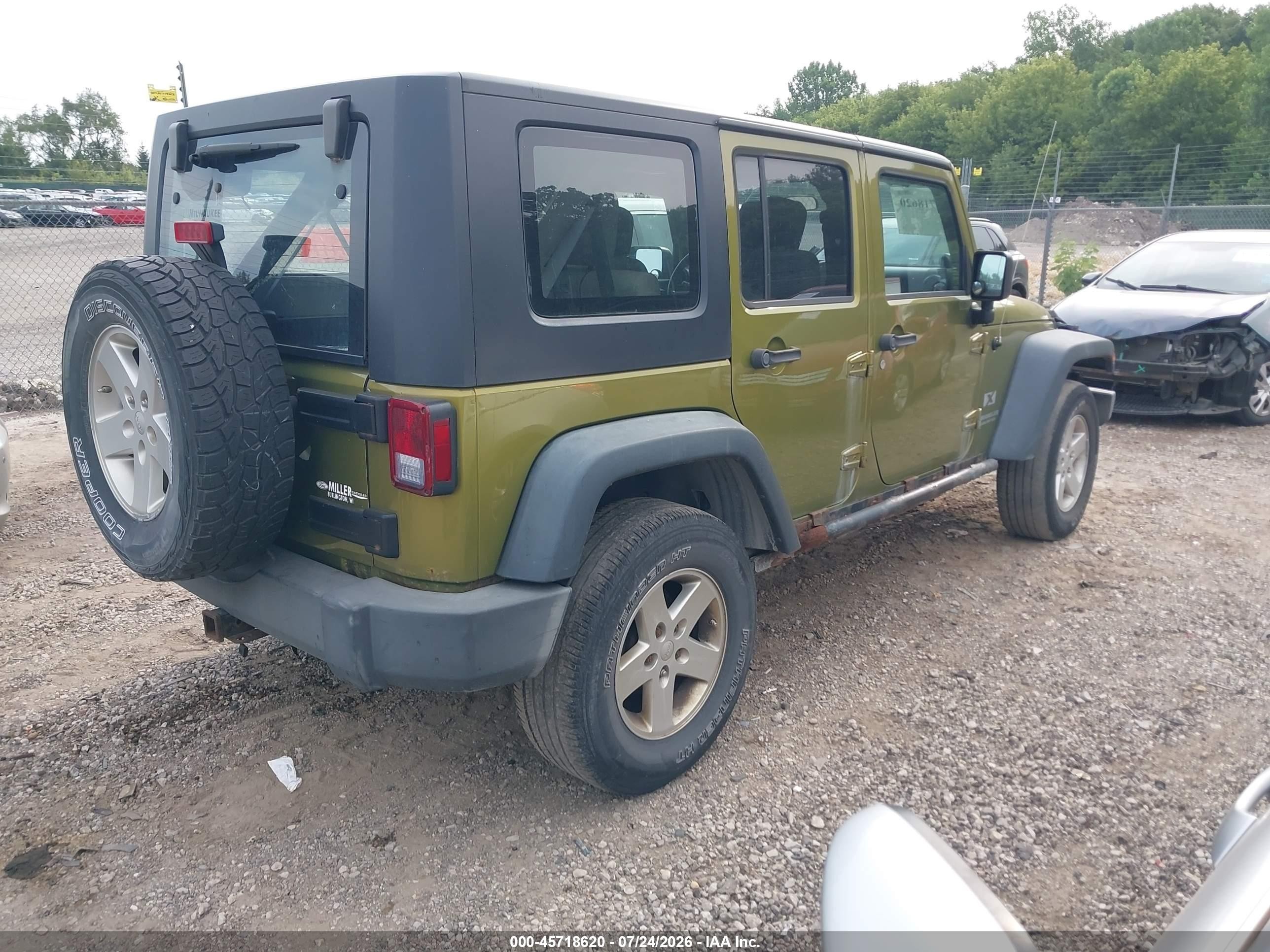 2008 Jeep Wrangler Unlimited X Green vin: 1J4GA39178L541706