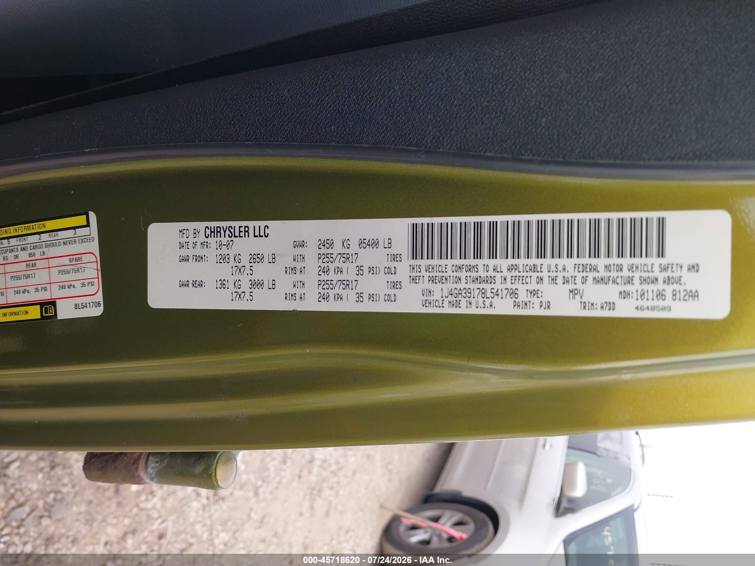 2008 Jeep Wrangler Unlimited X Green vin: 1J4GA39178L541706
