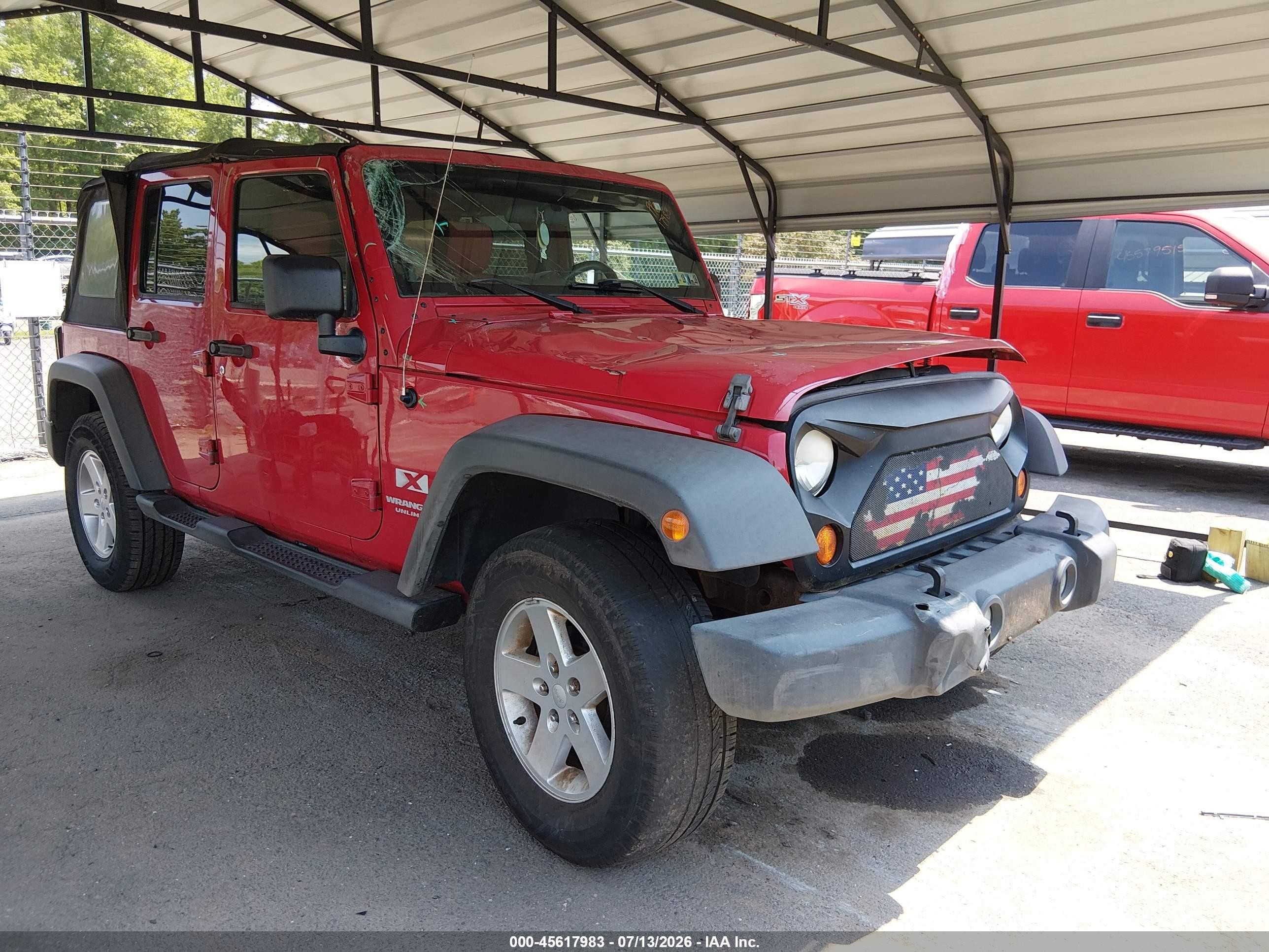 2007 Jeep Wrangler Unlimited X Красный vin: 1J4GA39197L140303