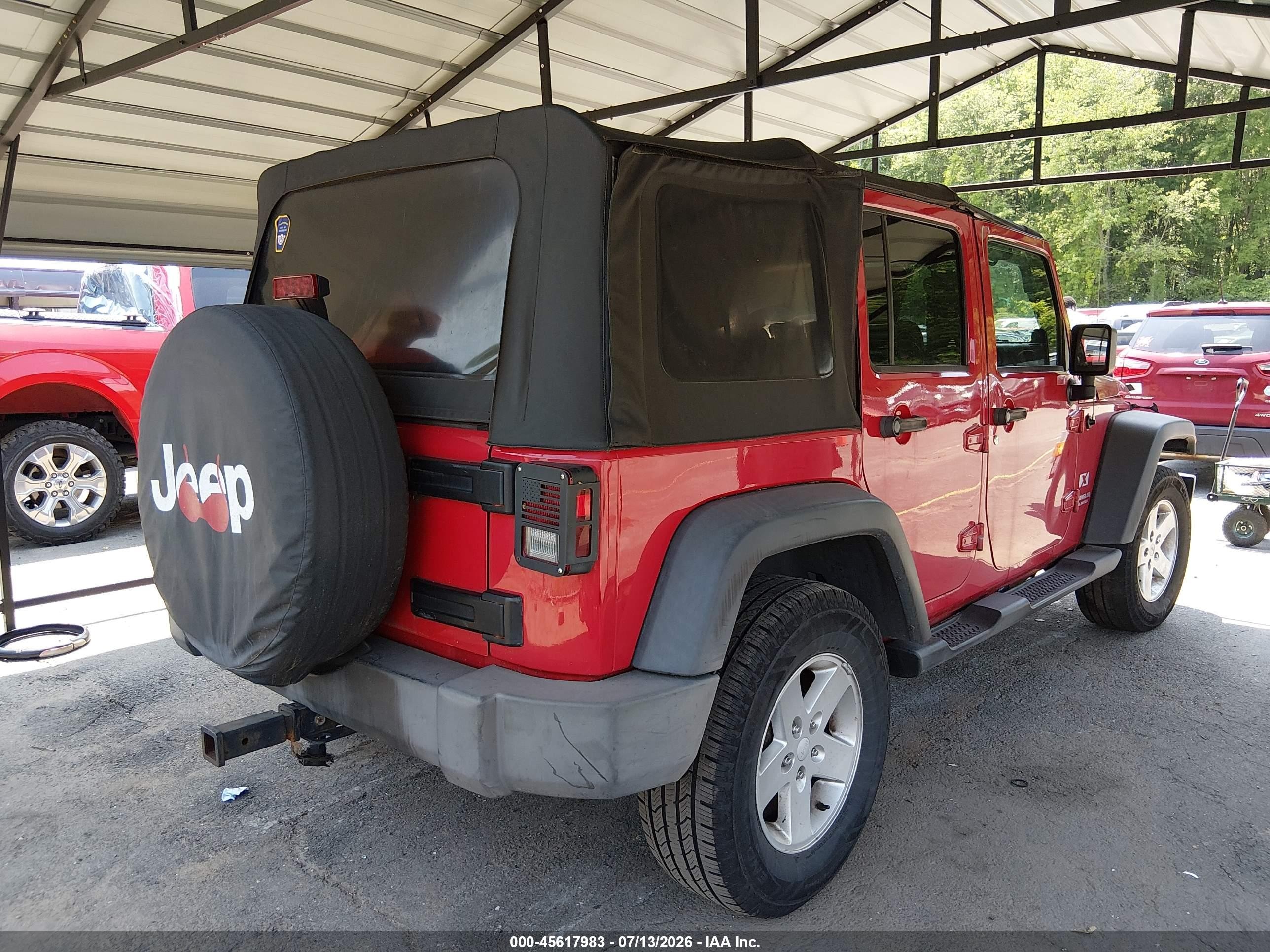 2007 Jeep Wrangler Unlimited X Red vin: 1J4GA39197L140303