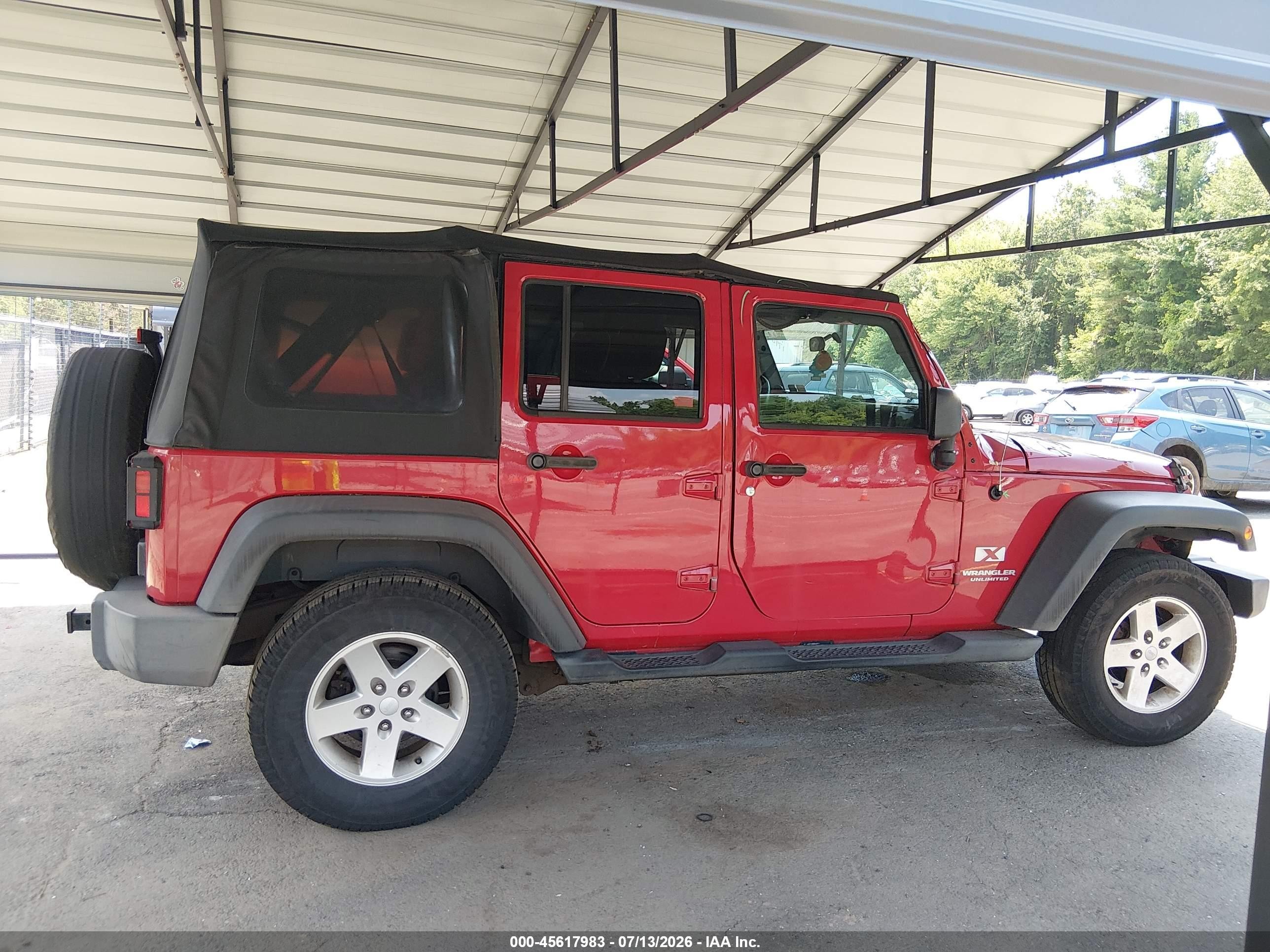 2007 Jeep Wrangler Unlimited X Red vin: 1J4GA39197L140303