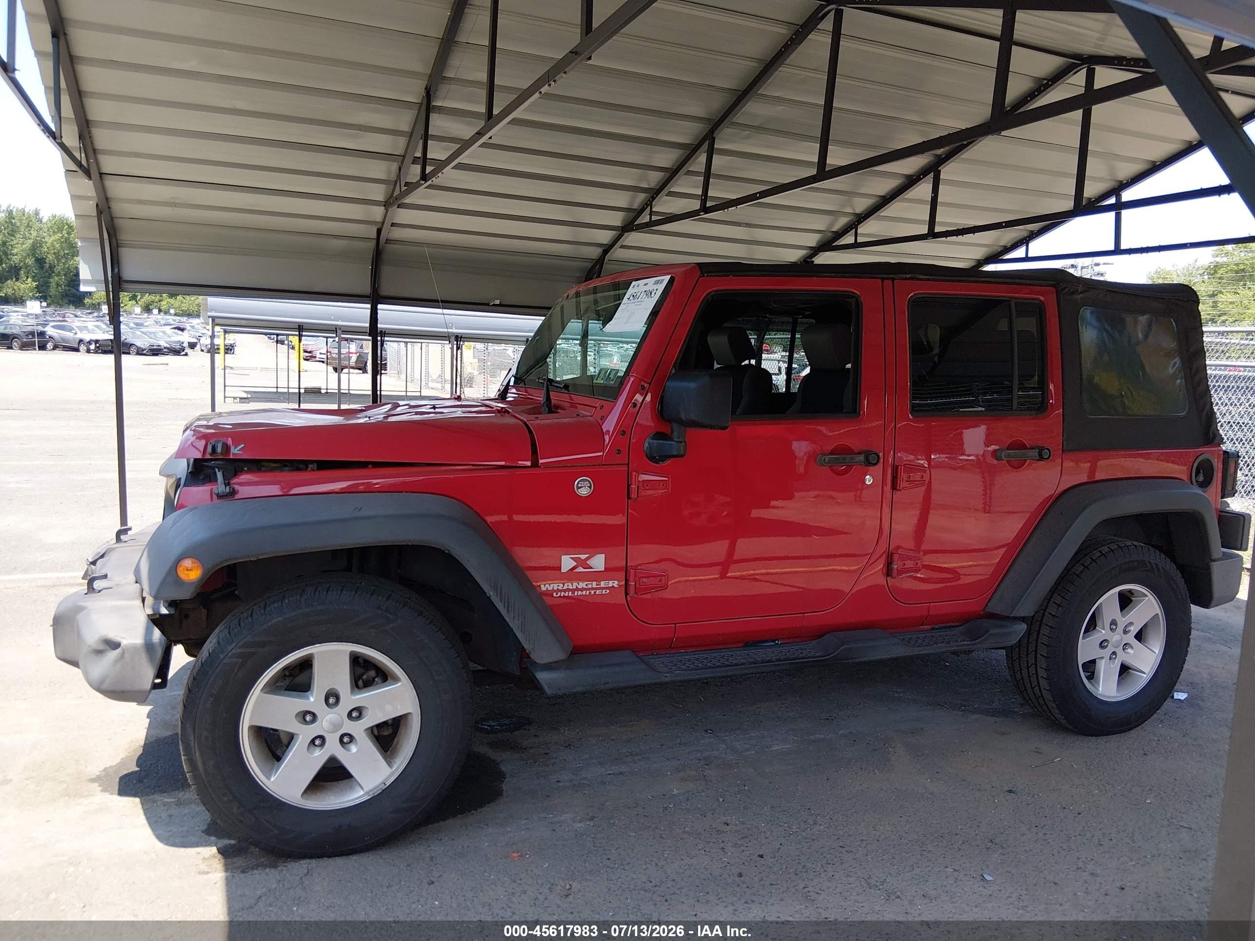 2007 Jeep Wrangler Unlimited X Red vin: 1J4GA39197L140303