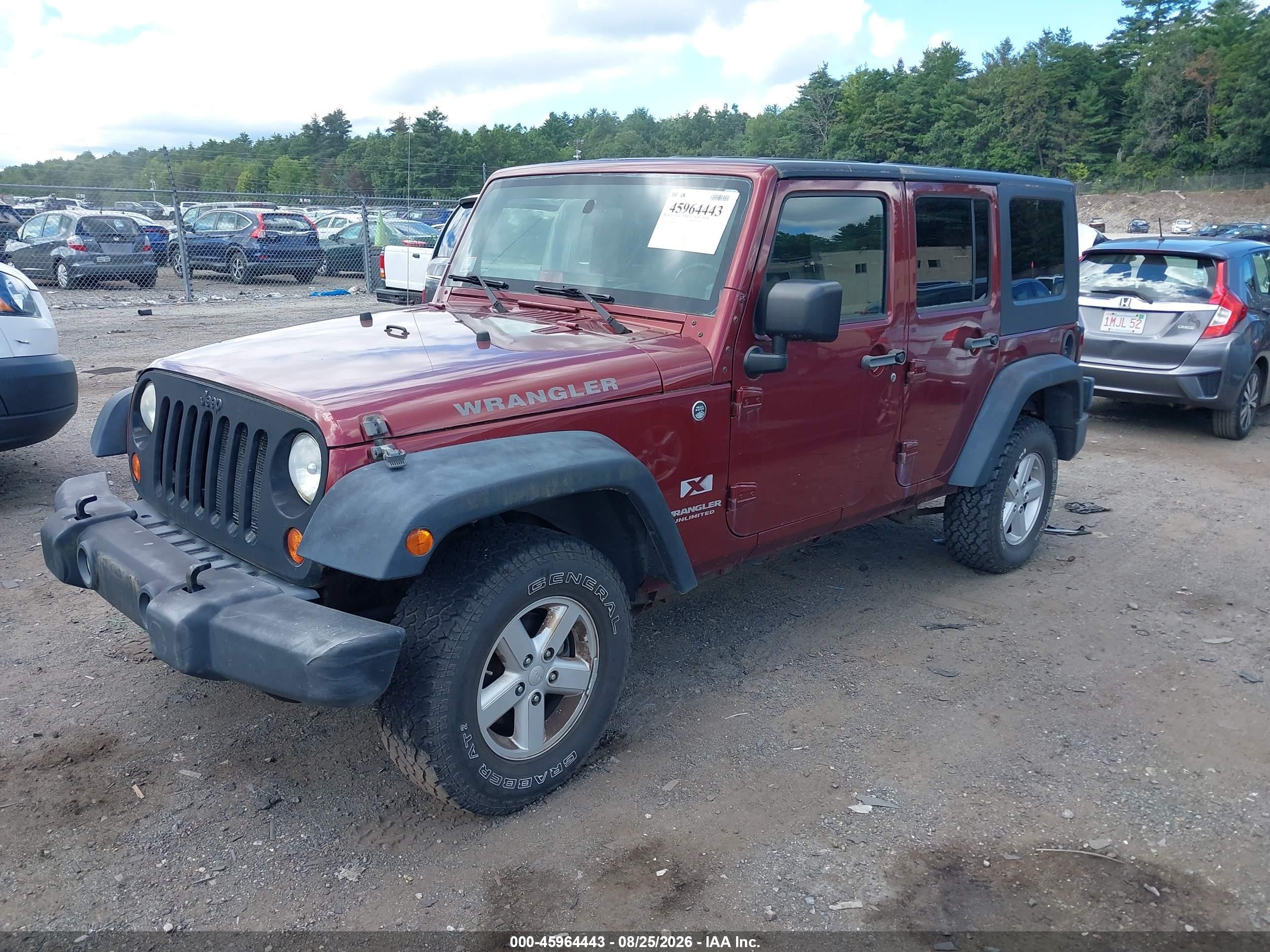 2008 Jeep Wrangler Unlimited X Red vin: 1J4GA39198L504057
