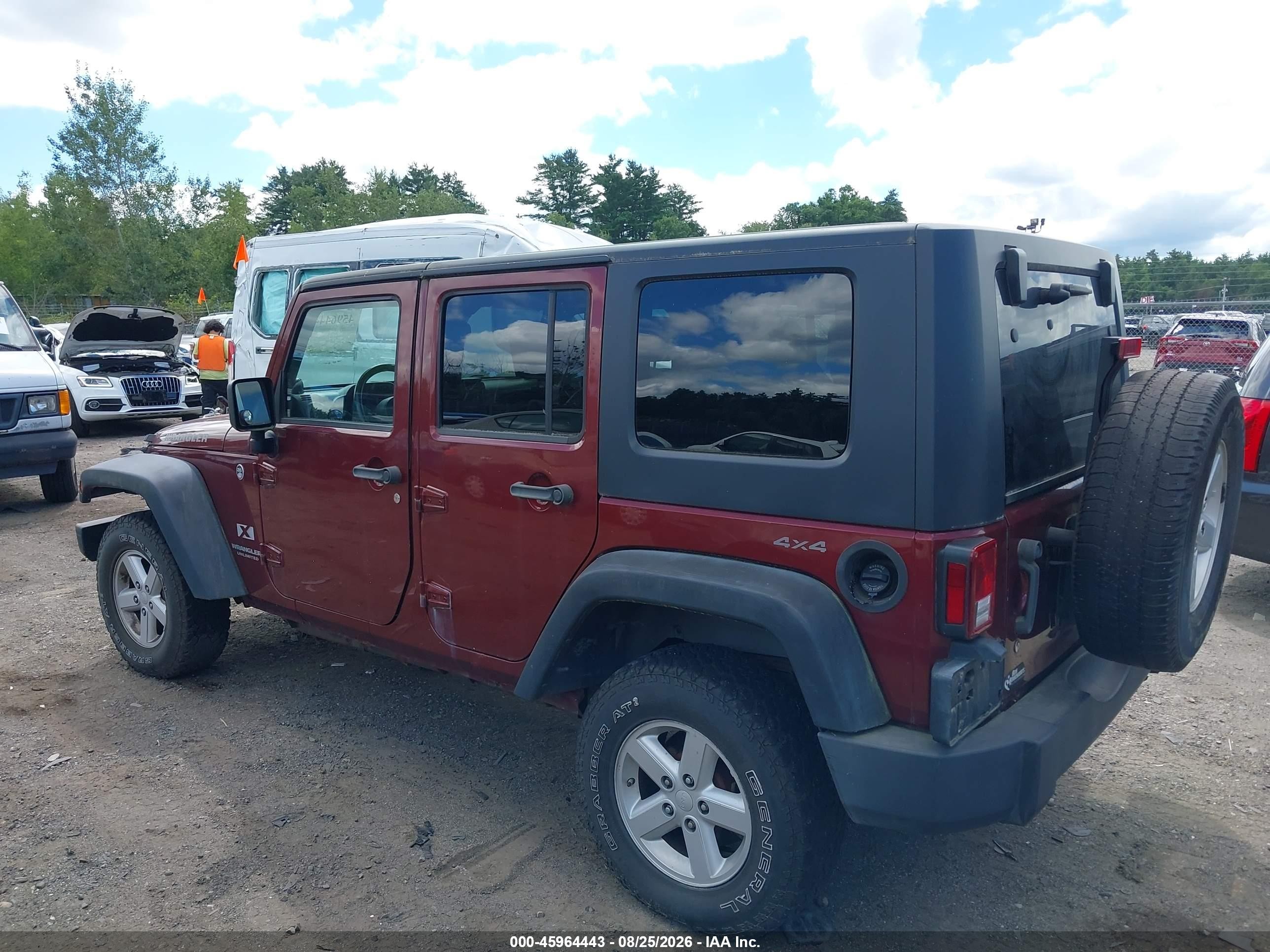 2008 Jeep Wrangler Unlimited X Red vin: 1J4GA39198L504057