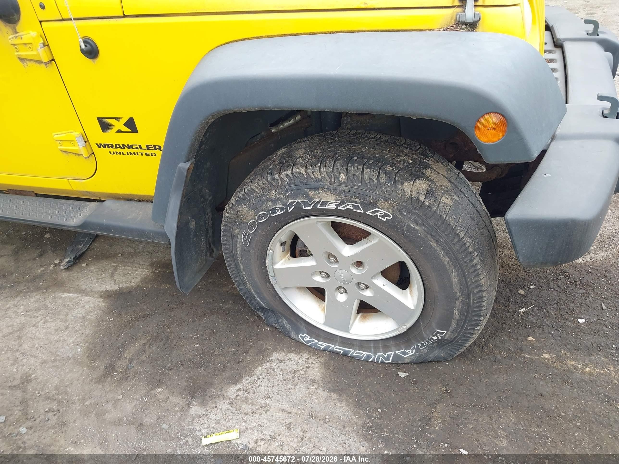 2008 Jeep Wrangler Unlimited X Yellow vin: 1J4GA39198L519447