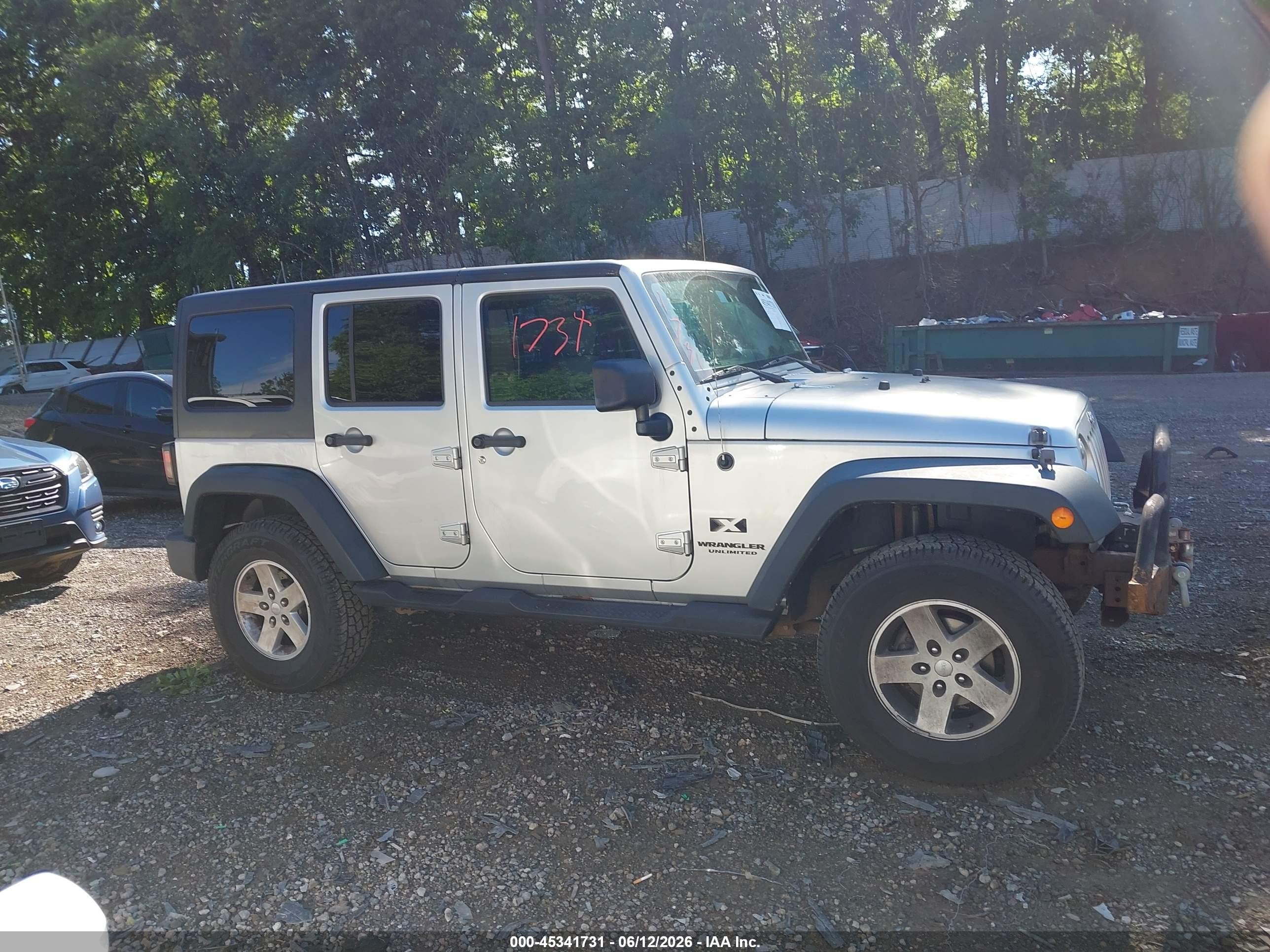 2008 Jeep Wrangler Unlimited X Gray vin: 1J4GA39198L617782