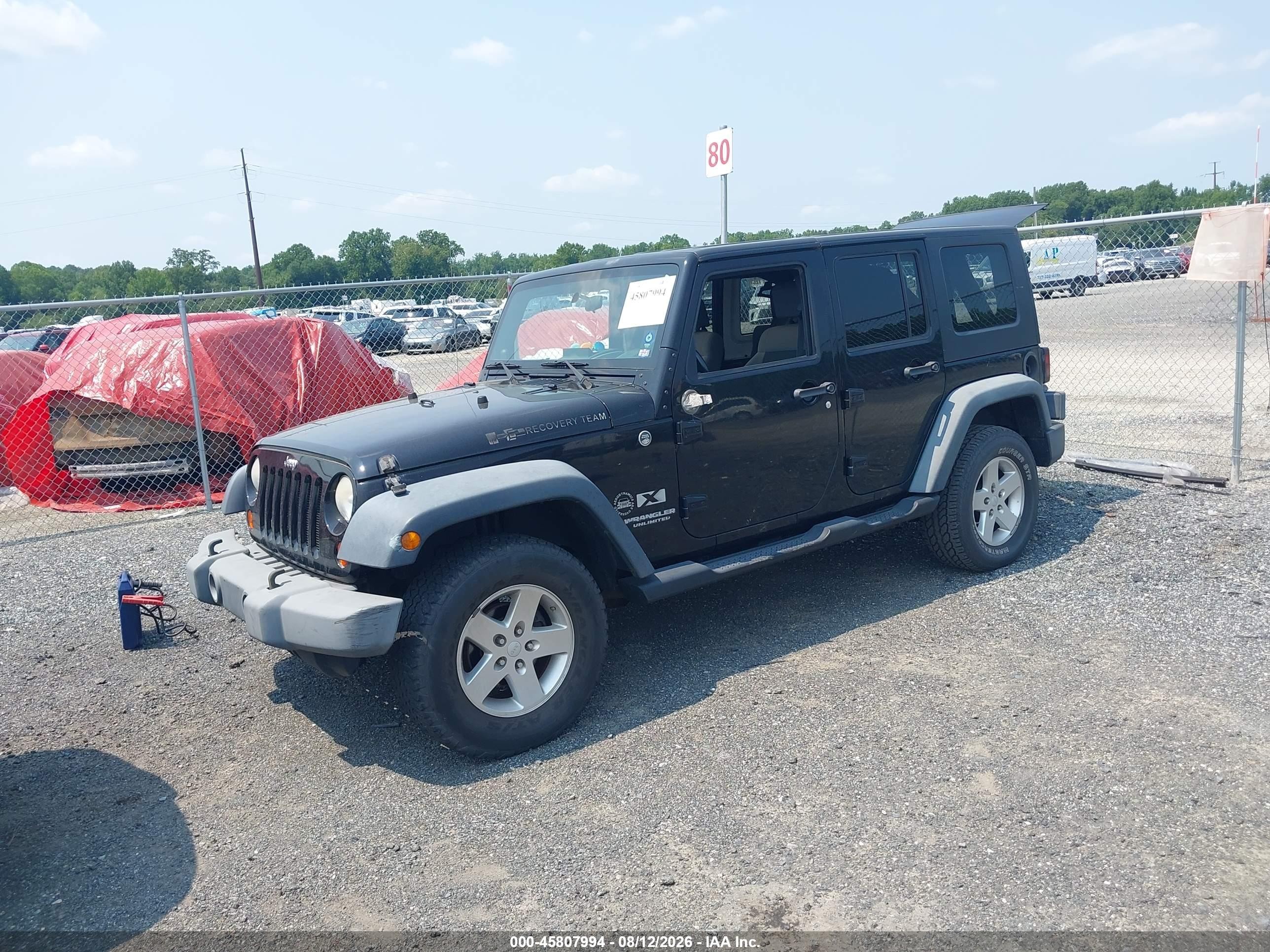 2009 Jeep Wrangler Unlimited X Black vin: 1J4GA39199L773063