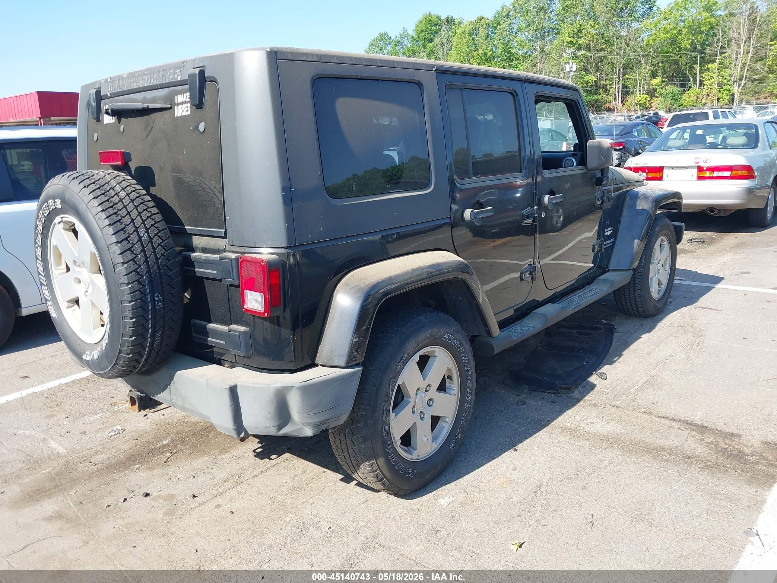 2008 Jeep Wrangler Unlimited Sahara Black vin: 1J4GA59168L539781