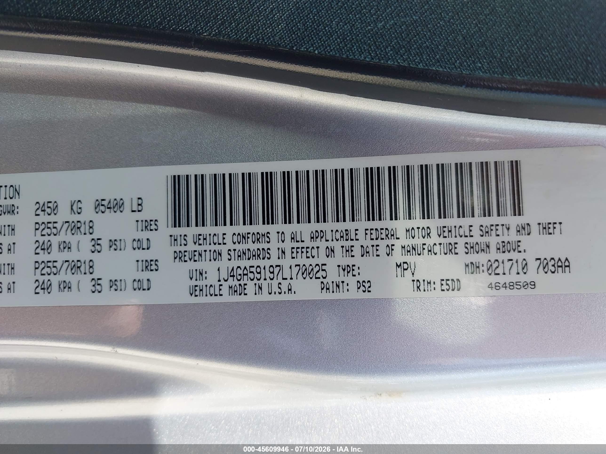 2007 Jeep Wrangler Unlimited Sahara Серебряный vin: 1J4GA59197L170025