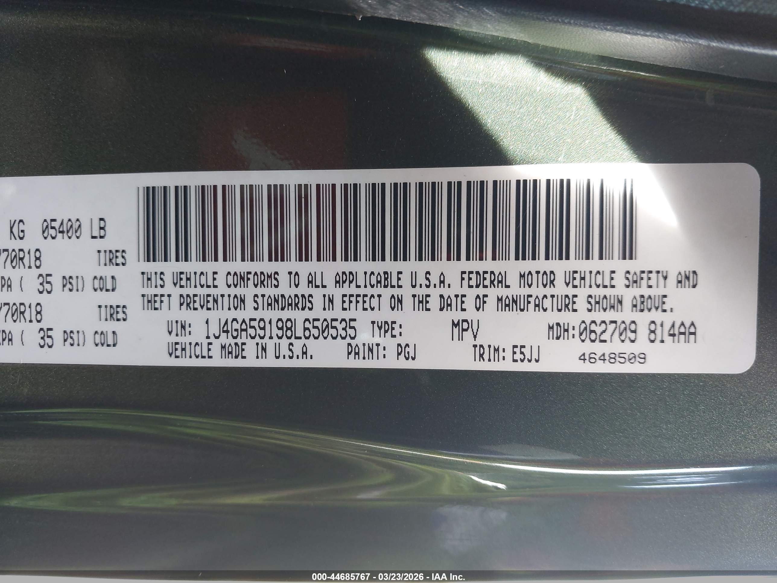 2008 Jeep Wrangler Unlimited Sahara Зеленый vin: 1J4GA59198L650535