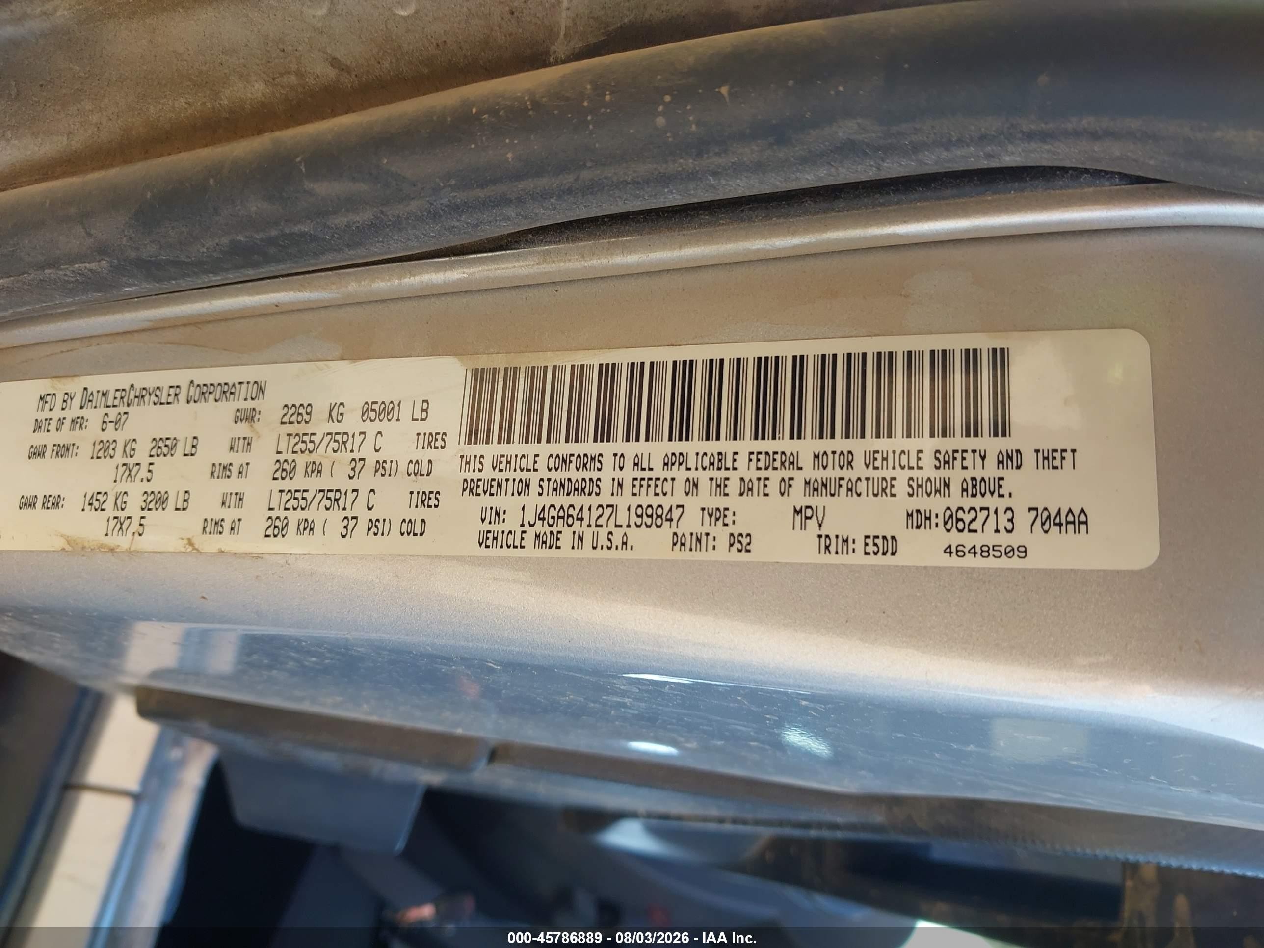 2007 Jeep Wrangler Rubicon Silver vin: 1J4GA64127L199847