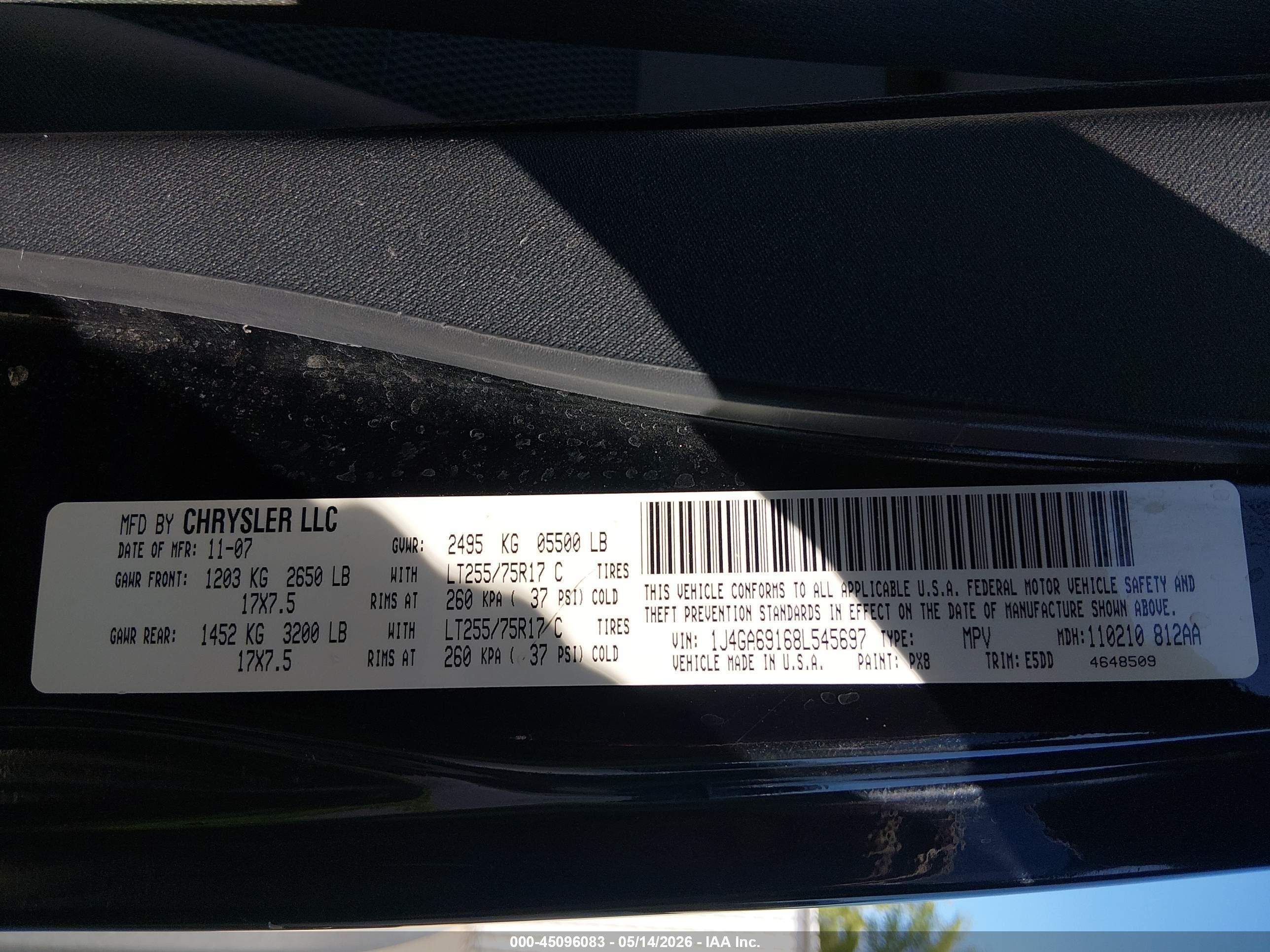 2008 Jeep Wrangler Unlimited Rubicon Черный vin: 1J4GA69168L545697