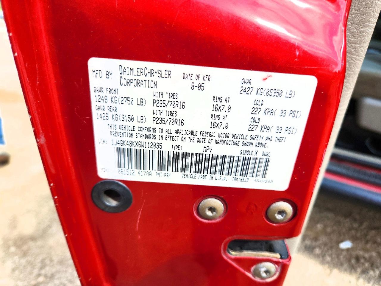 2006 Jeep Liberty Sport Red vin: 1J4GK48KX6W112035