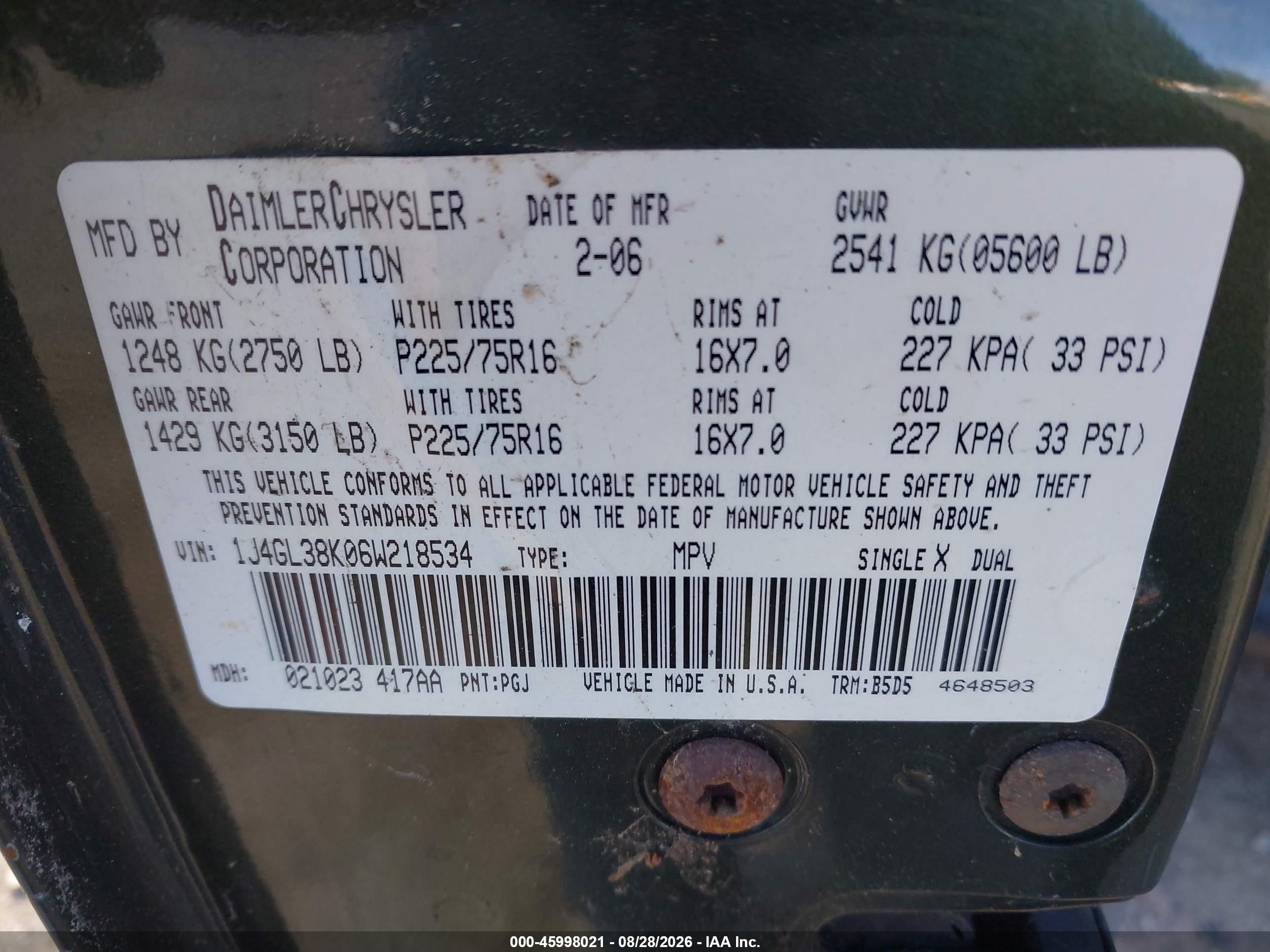 2006 Jeep Liberty Renegade Green vin: 1J4GL38K06W218534