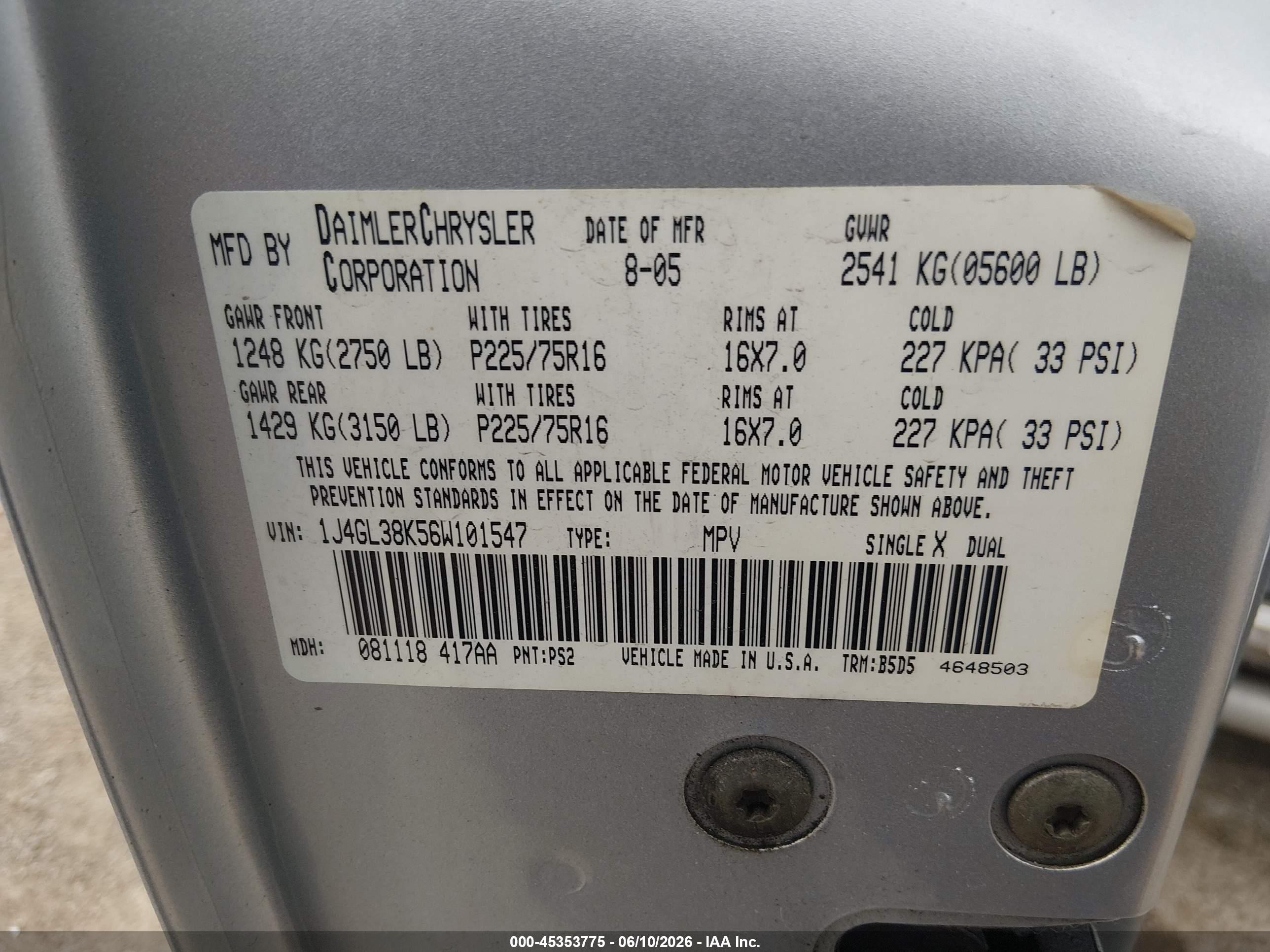 2006 Jeep Liberty Renegade Silver vin: 1J4GL38K56W101547