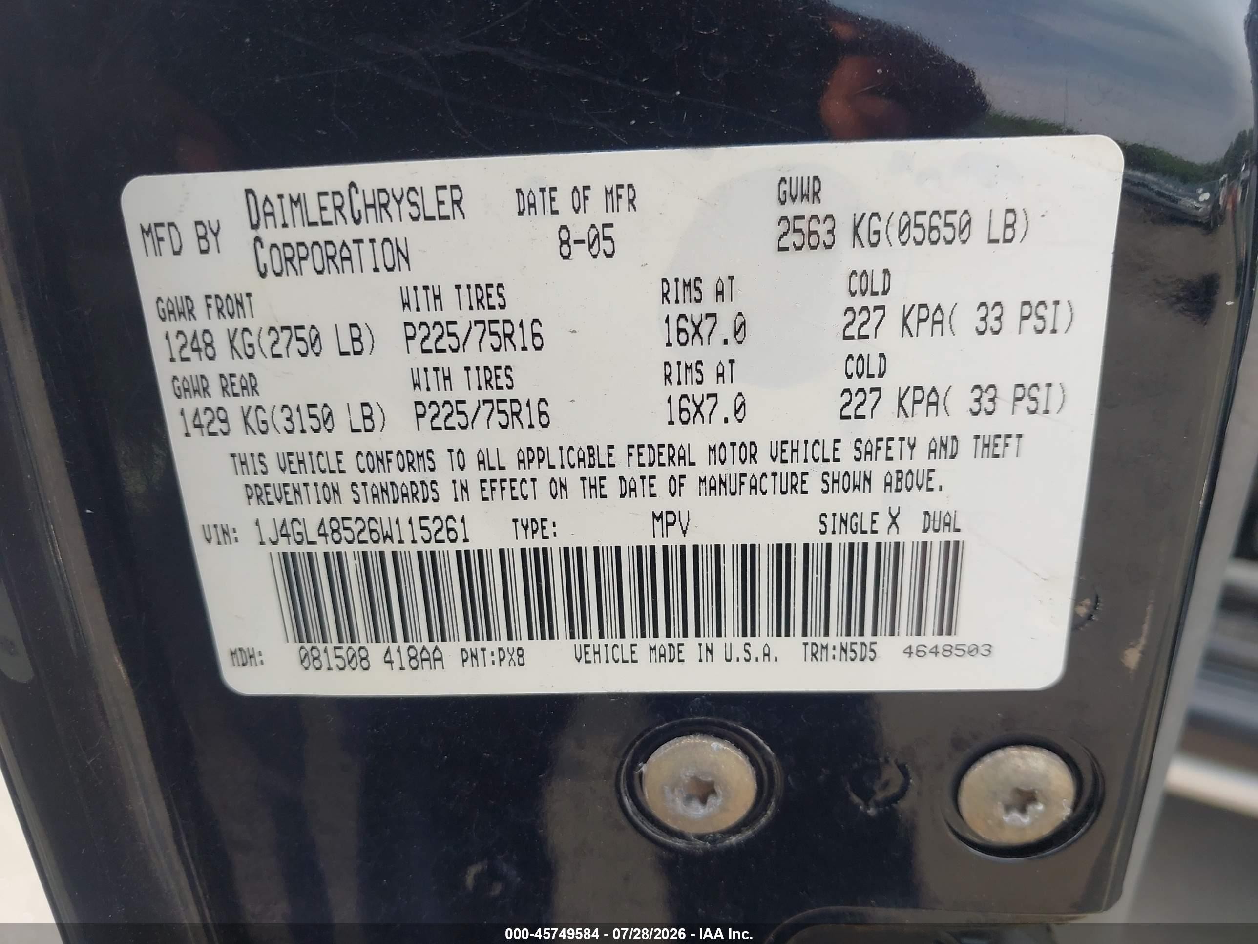 2006 Jeep Liberty Sport Black vin: 1J4GL48526W115261