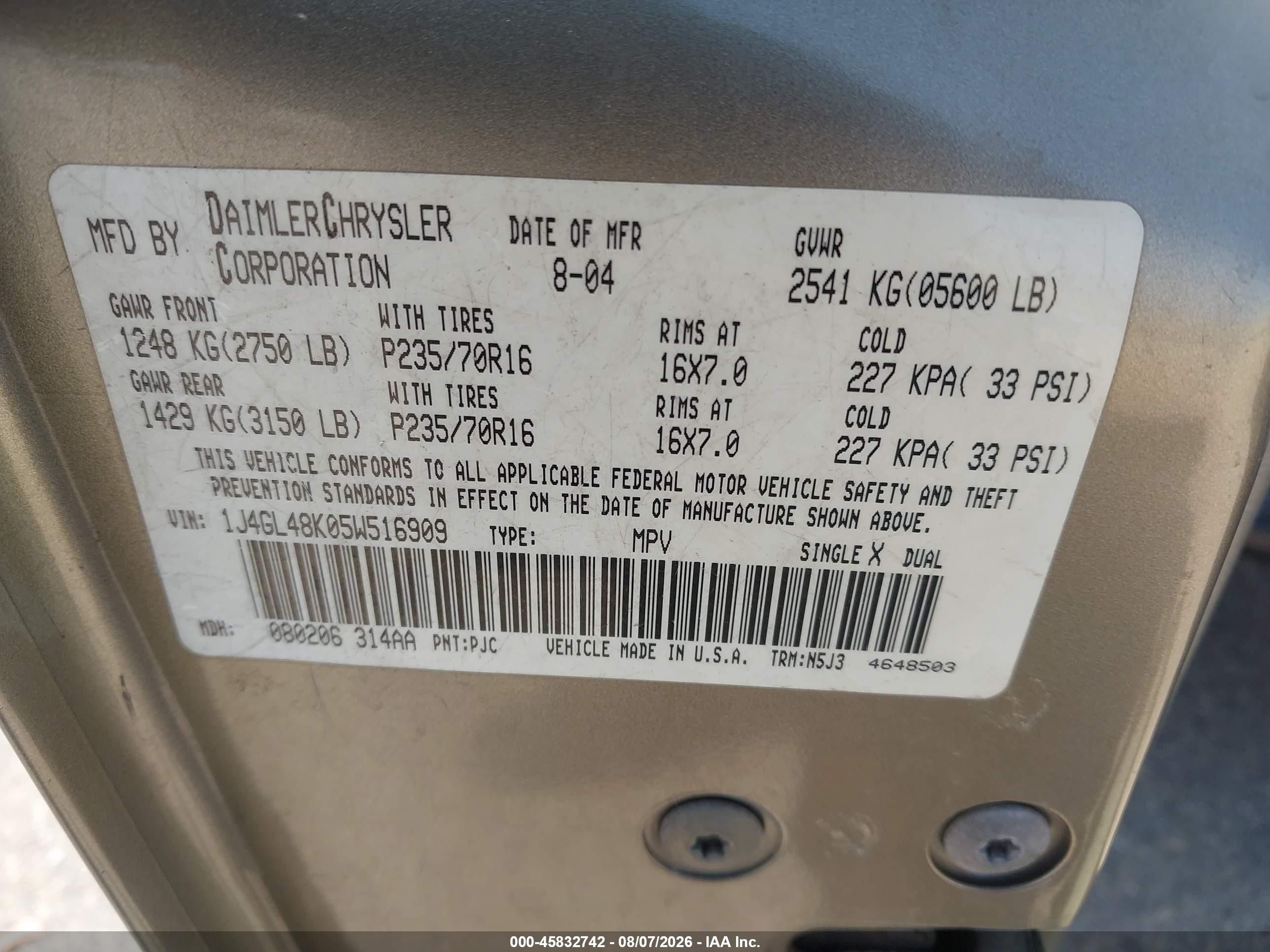 2005 Jeep Liberty Sport Gold vin: 1J4GL48K05W516909
