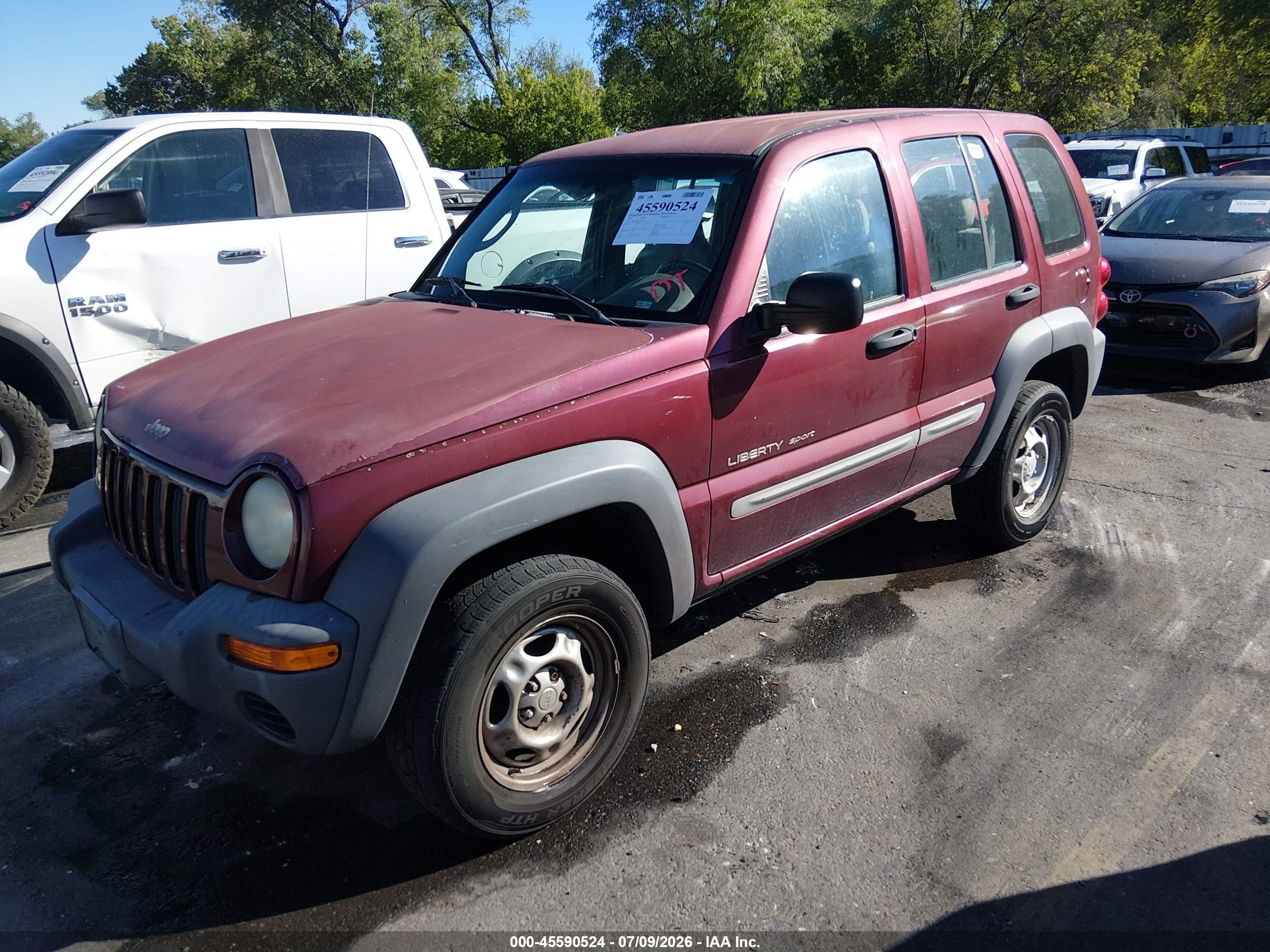 2002 Jeep Liberty Sport Burgundy vin: 1J4GL48K12W276572