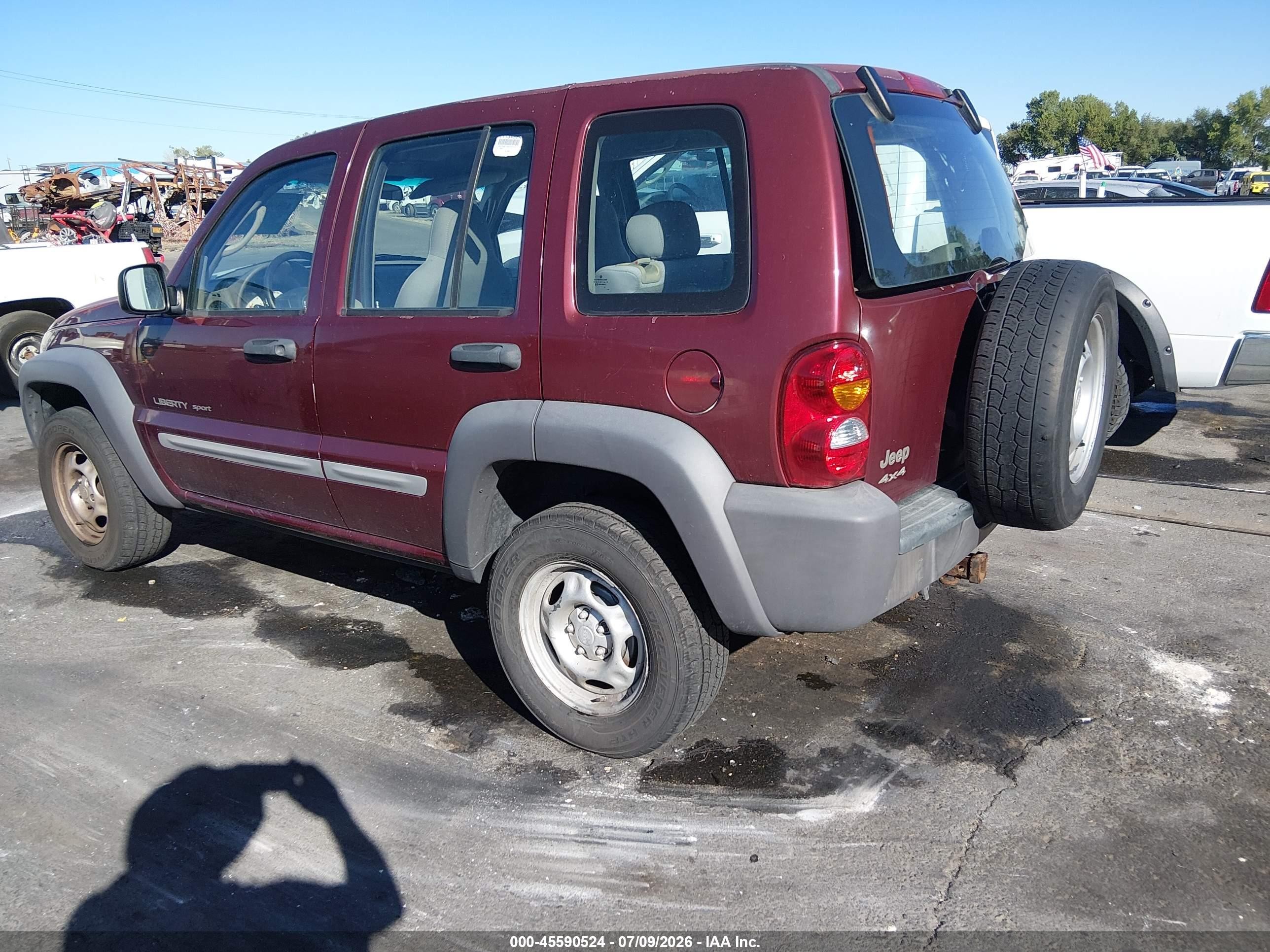 2002 Jeep Liberty Sport Burgundy vin: 1J4GL48K12W276572