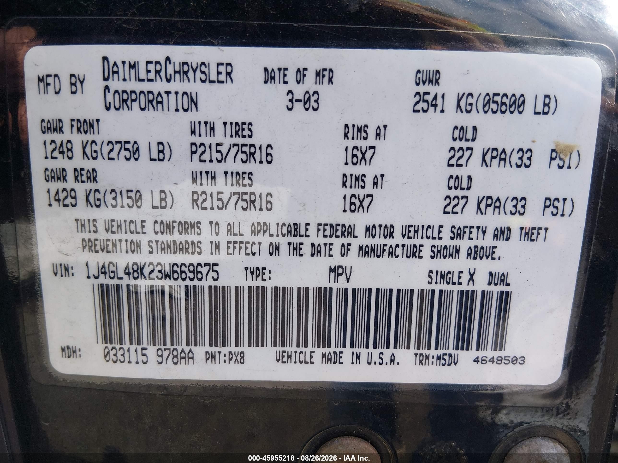 2003 Jeep Liberty Sport Черный vin: 1J4GL48K23W669675