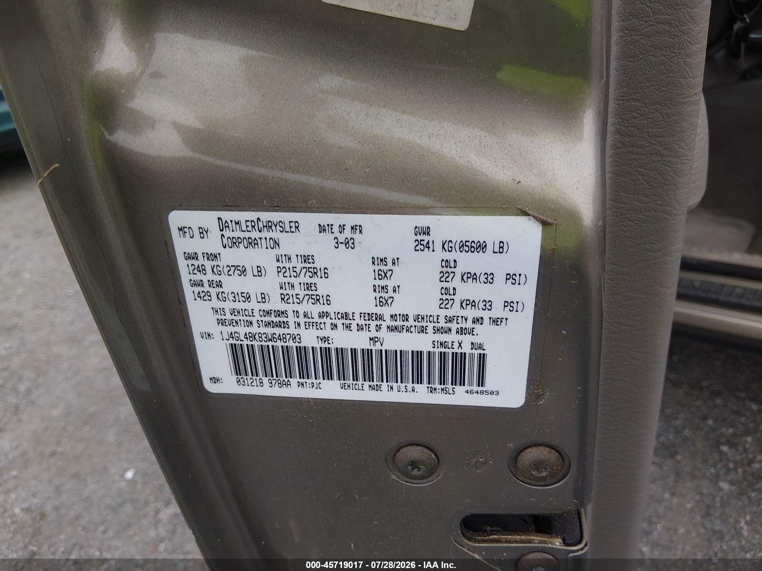2003 Jeep Liberty Sport Золотой vin: 1J4GL48K83W648703