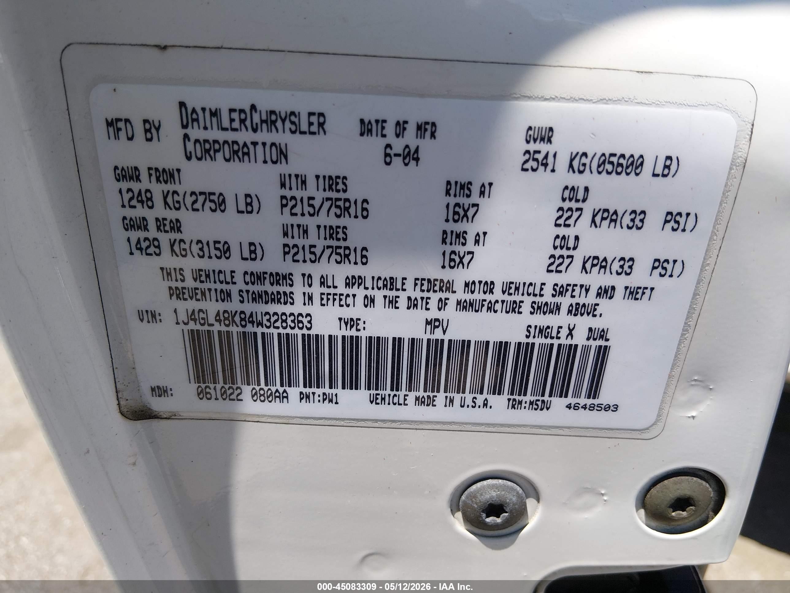 2004 Jeep Liberty Sport White vin: 1J4GL48K84W328363