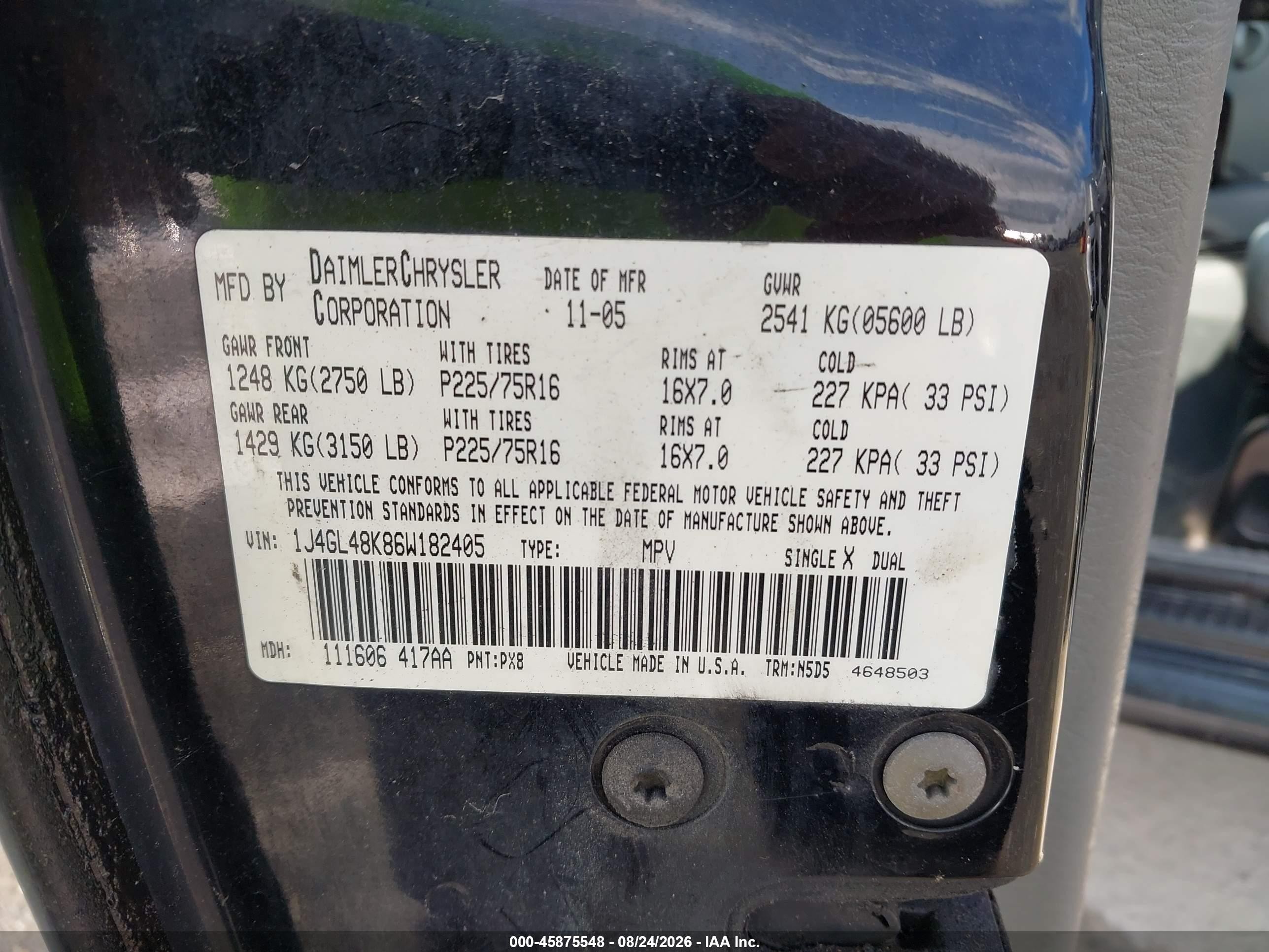 2006 Jeep Liberty Sport Черный vin: 1J4GL48K86W182405