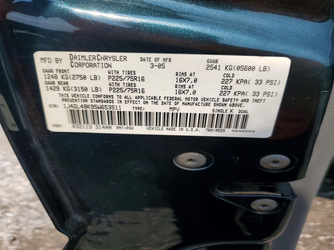 2005 Jeep Liberty Sport Teal vin: 1J4GL48K95W653511