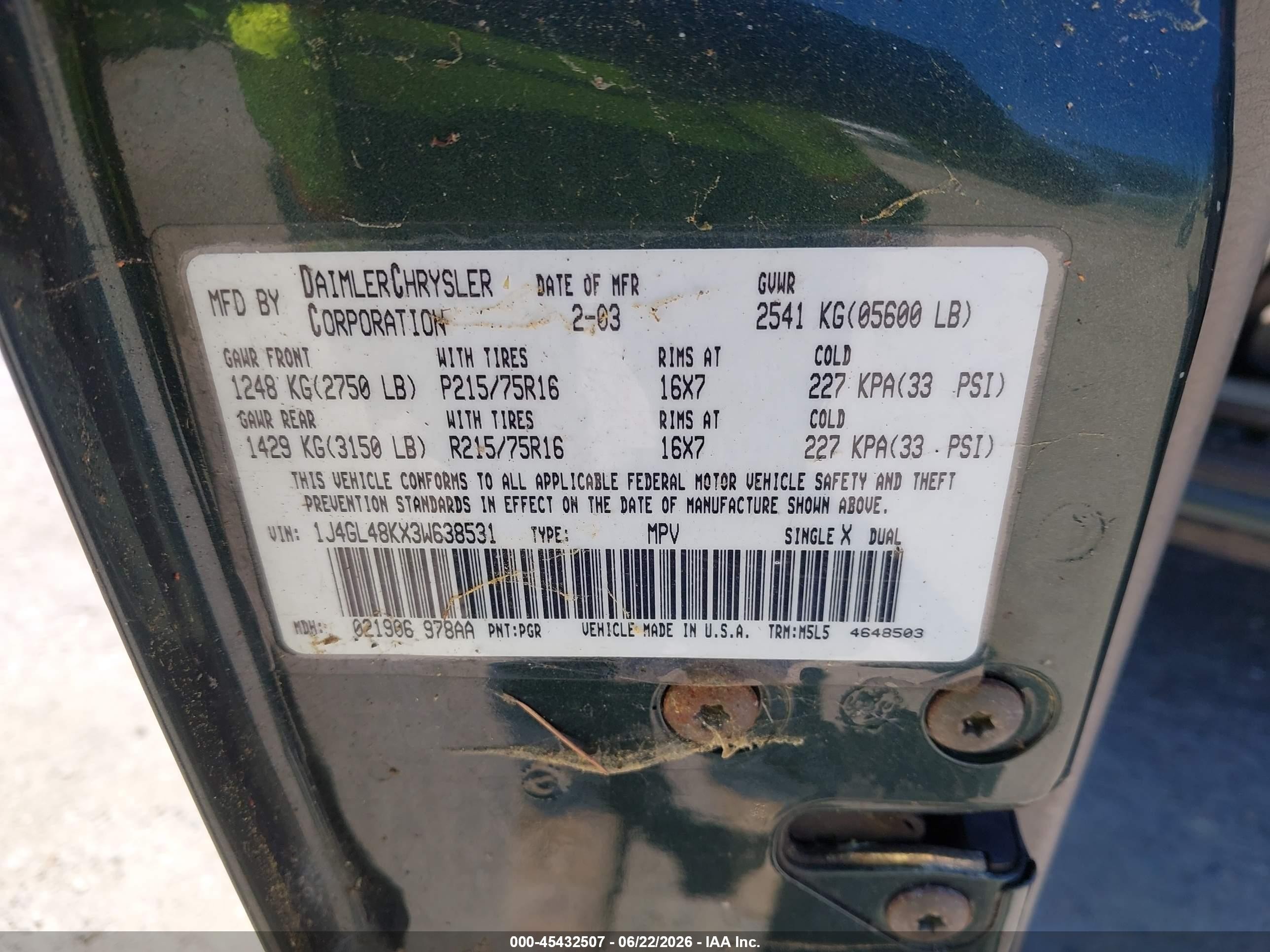 2003 Jeep Liberty Sport Зеленый vin: 1J4GL48KX3W638531