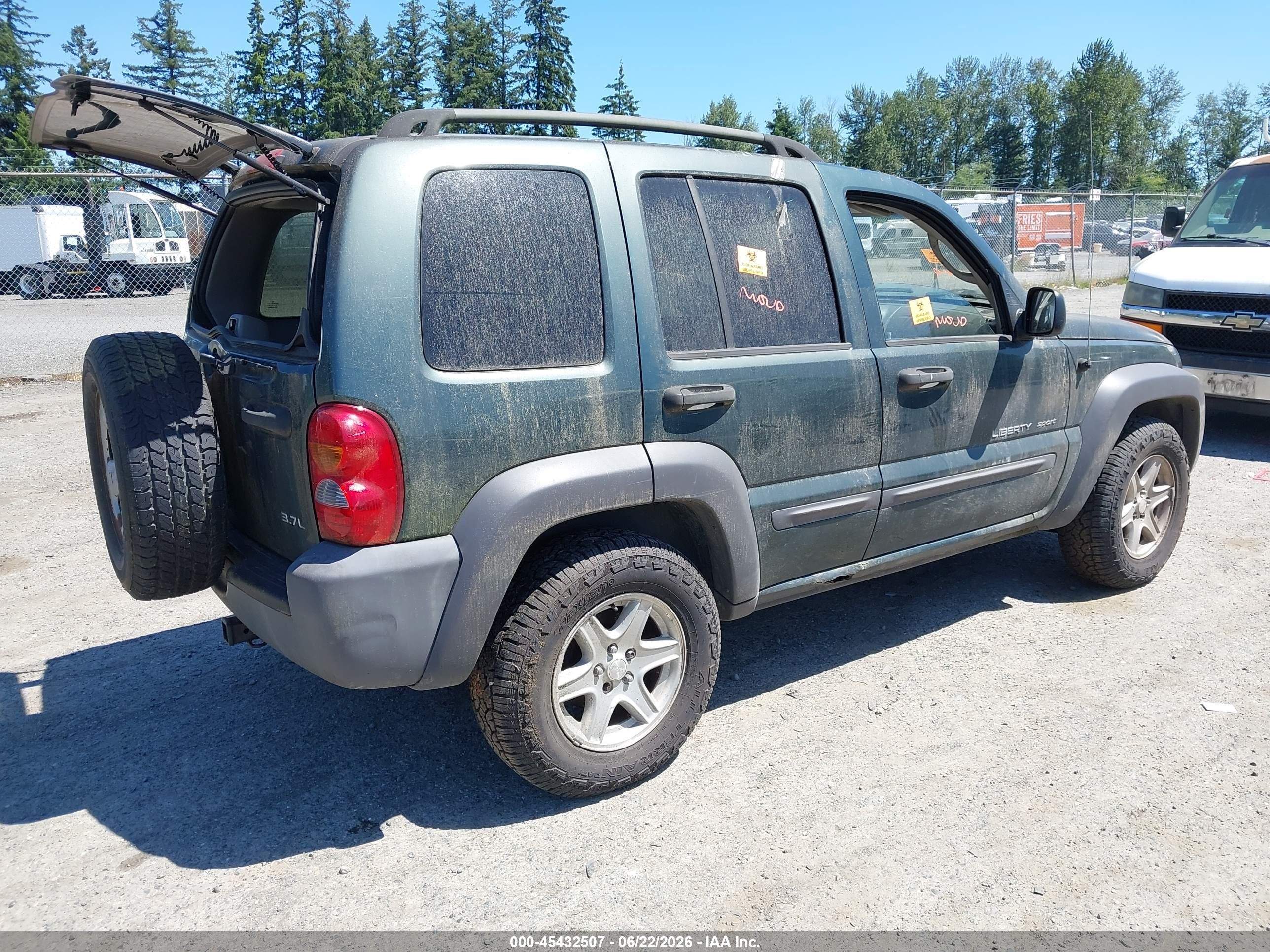 2003 Jeep Liberty Sport Зеленый vin: 1J4GL48KX3W638531