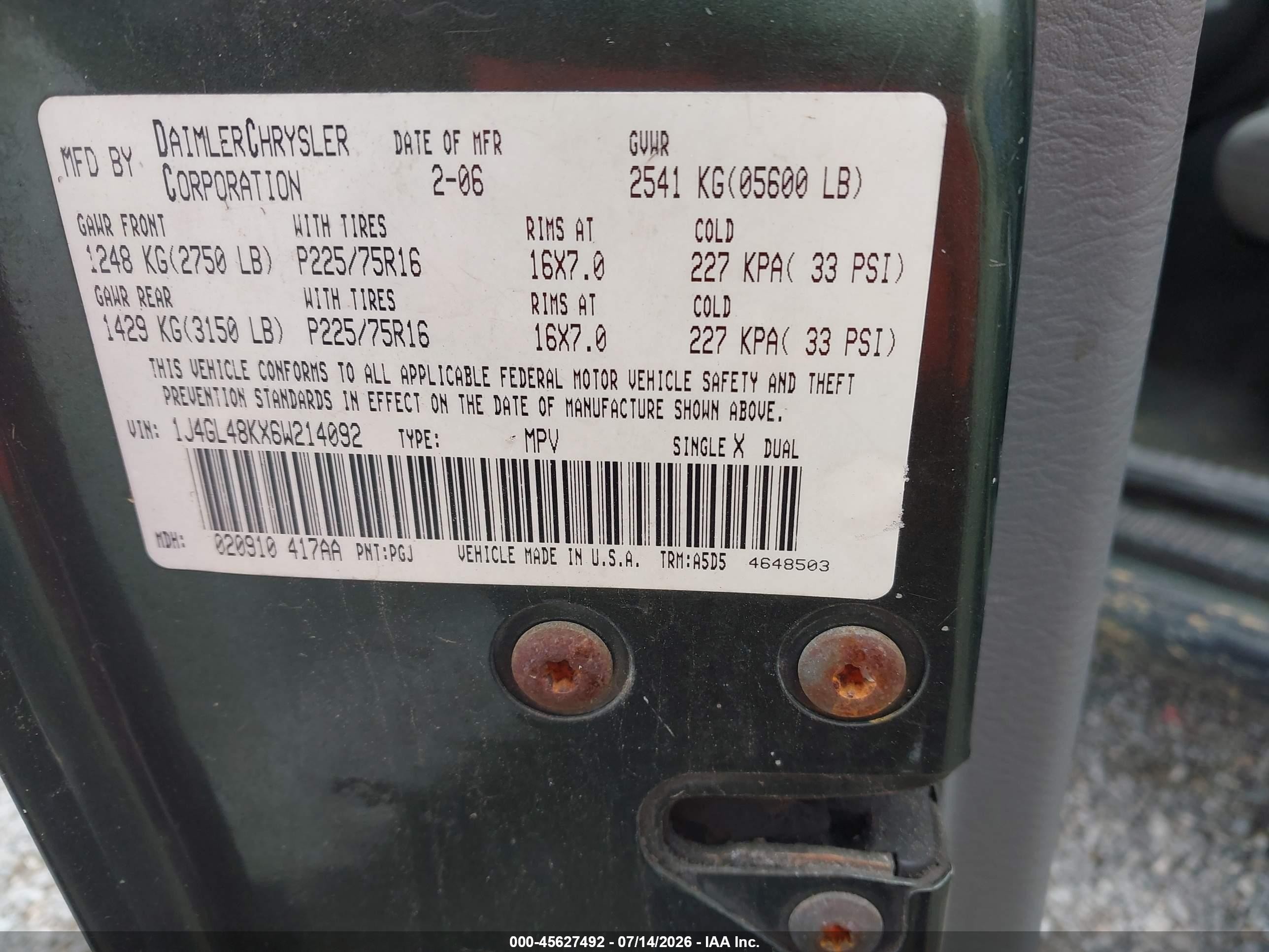 2006 Jeep Liberty Sport Зеленый vin: 1J4GL48KX6W214092