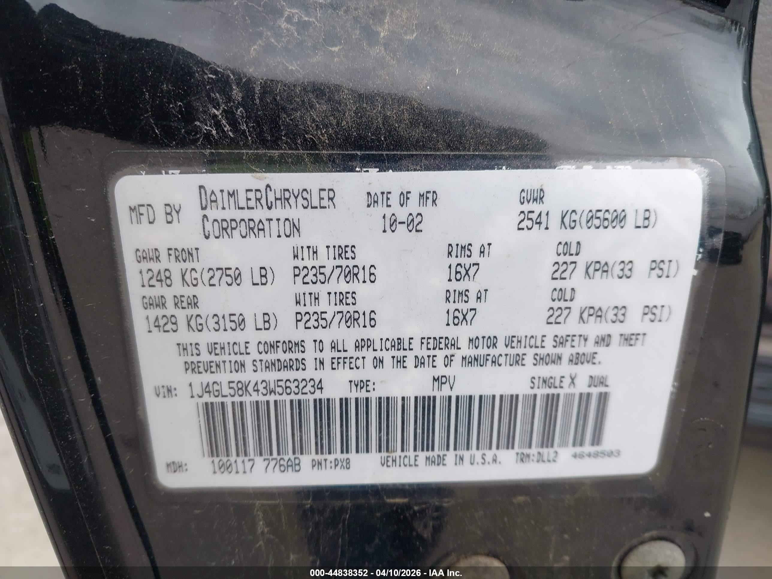 2003 Jeep Liberty Limited Edition Черный vin: 1J4GL58K43W563234