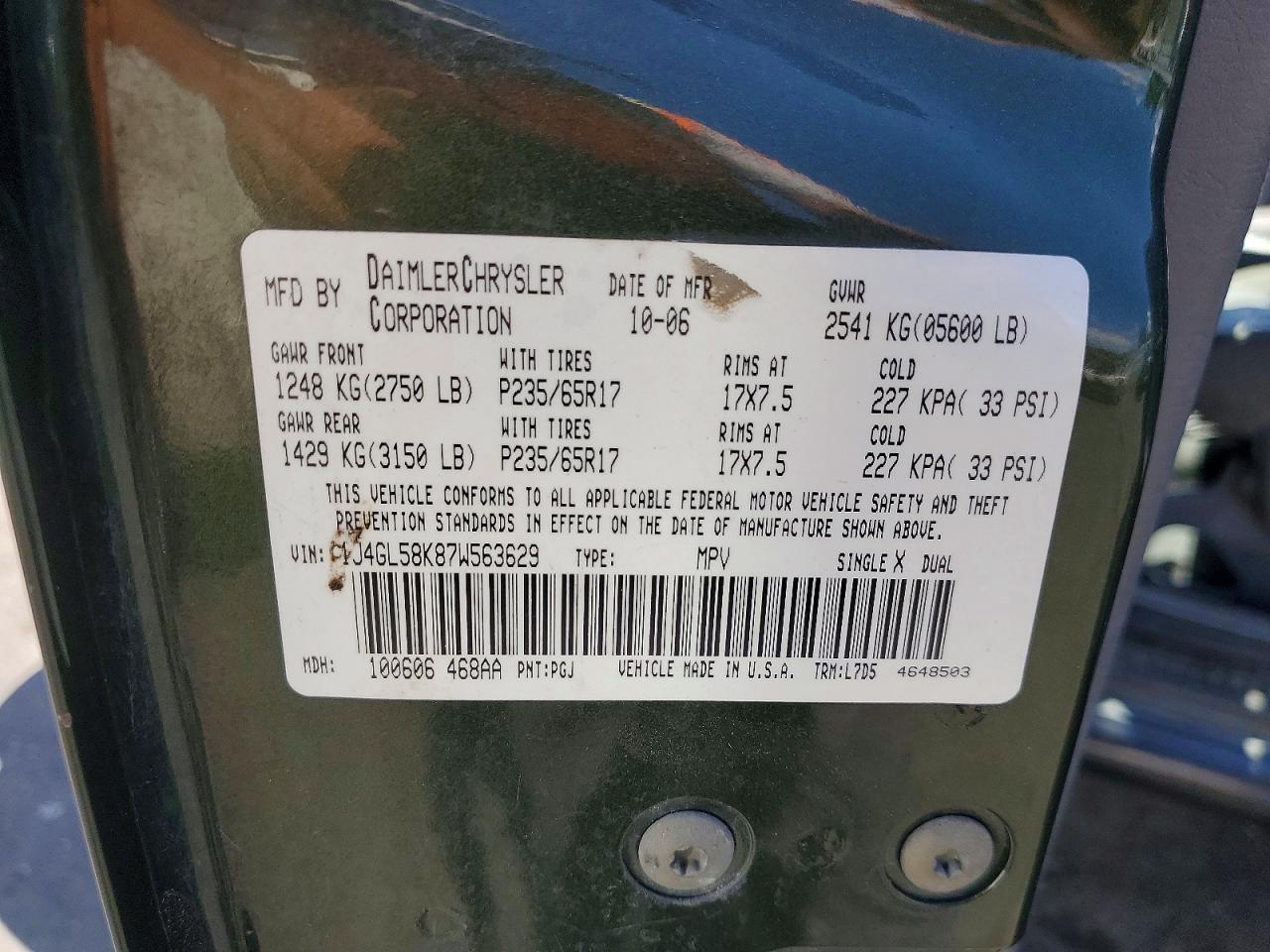 2007 Jeep Liberty Limited Green vin: 1J4GL58K87W563629