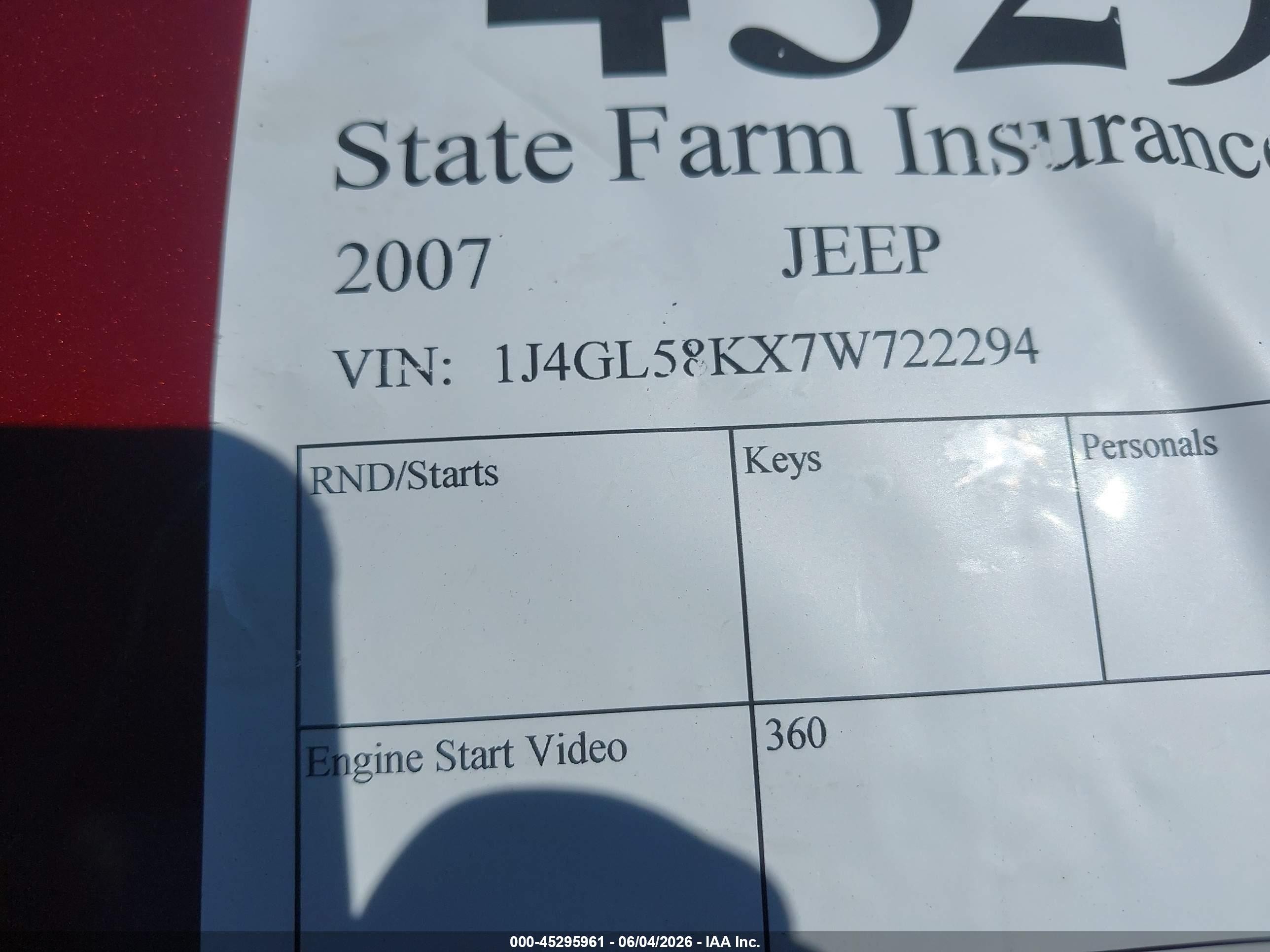 2007 Jeep Liberty Limited Edition Red vin: 1J4GL58KX7W722294