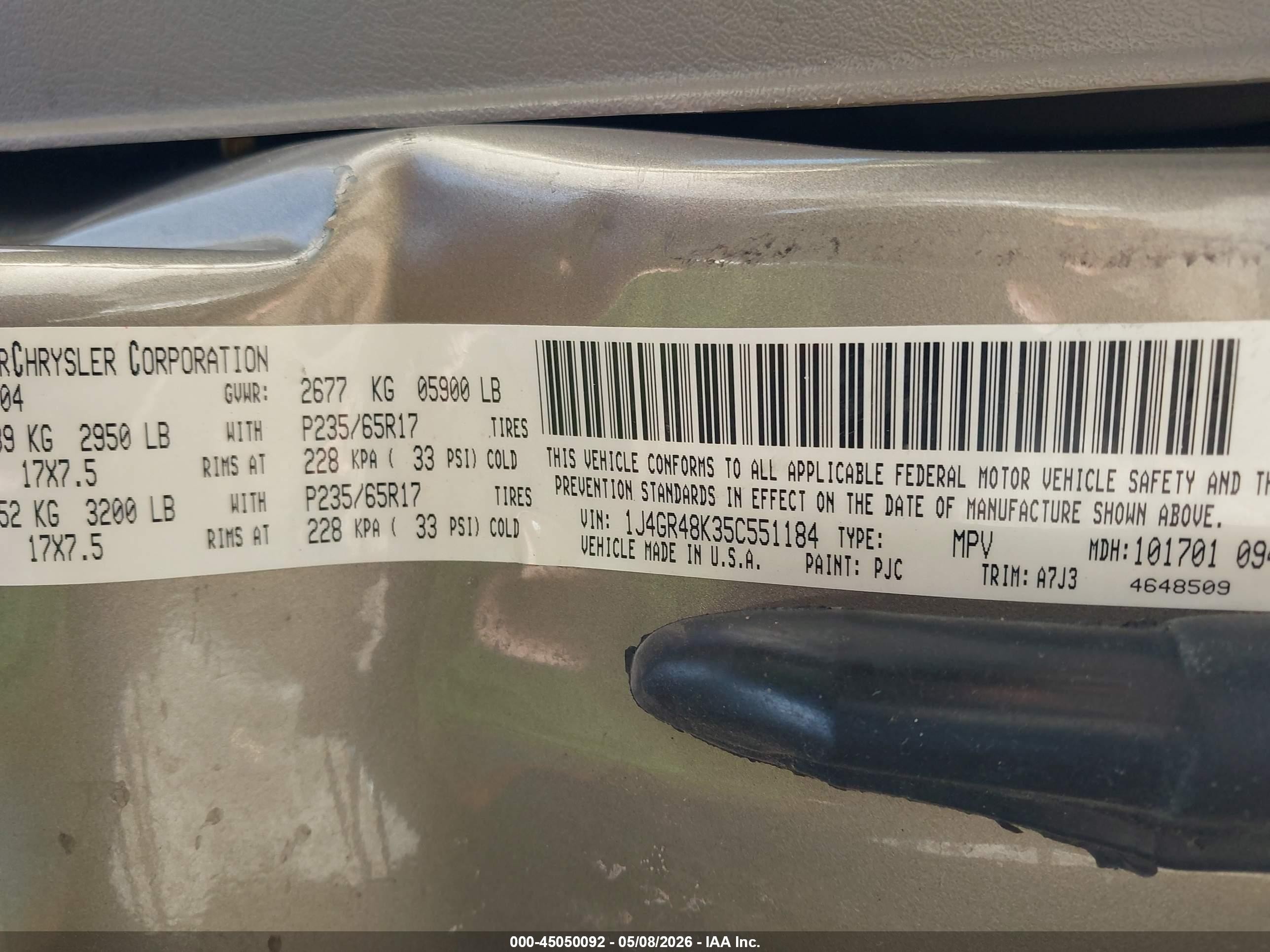 2005 Jeep Grand Cherokee Laredo Золотой vin: 1J4GR48K35C551184