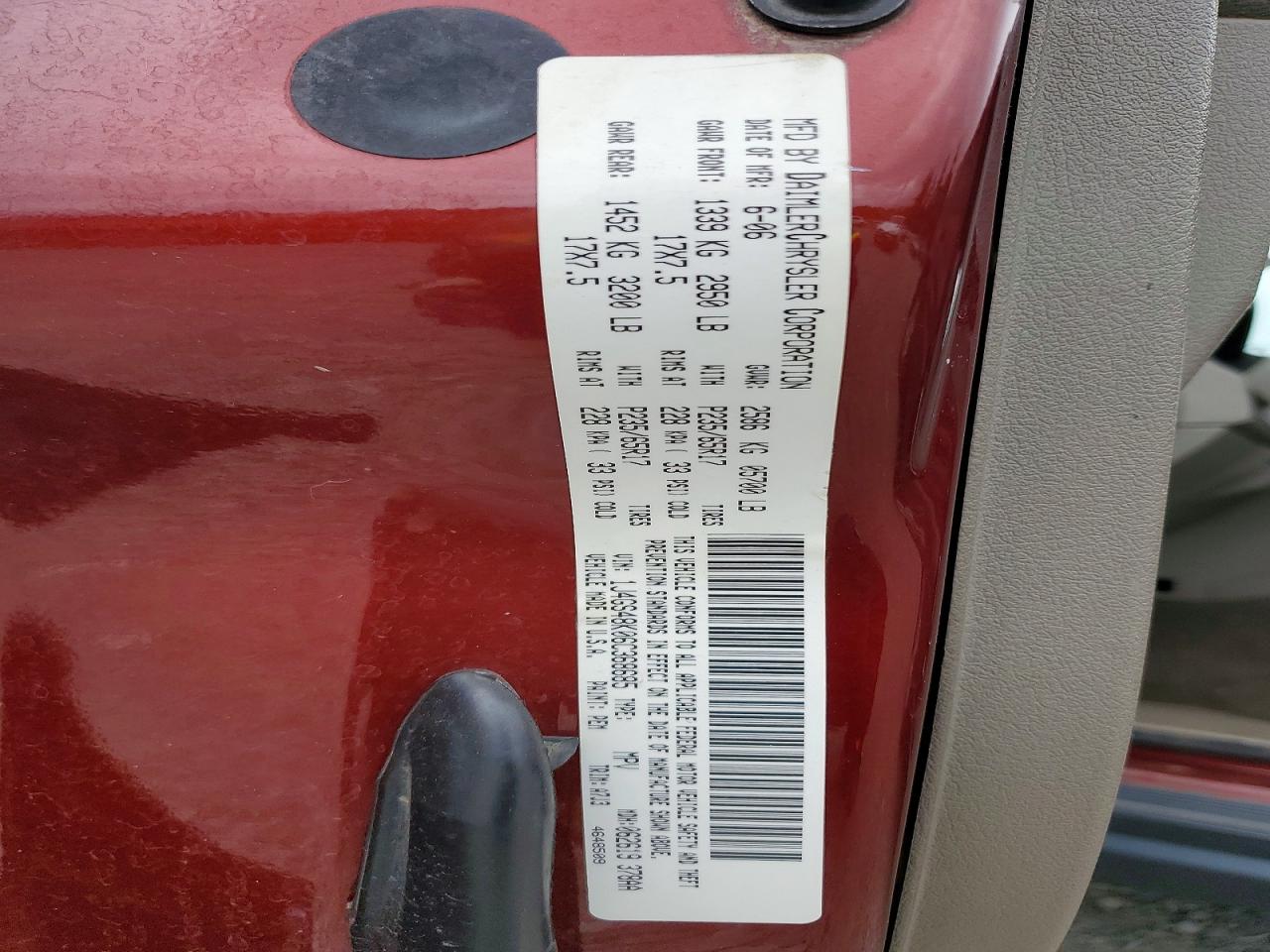 2006 Jeep Grand Cherokee Laredo Burgundy vin: 1J4GS48K06C368685