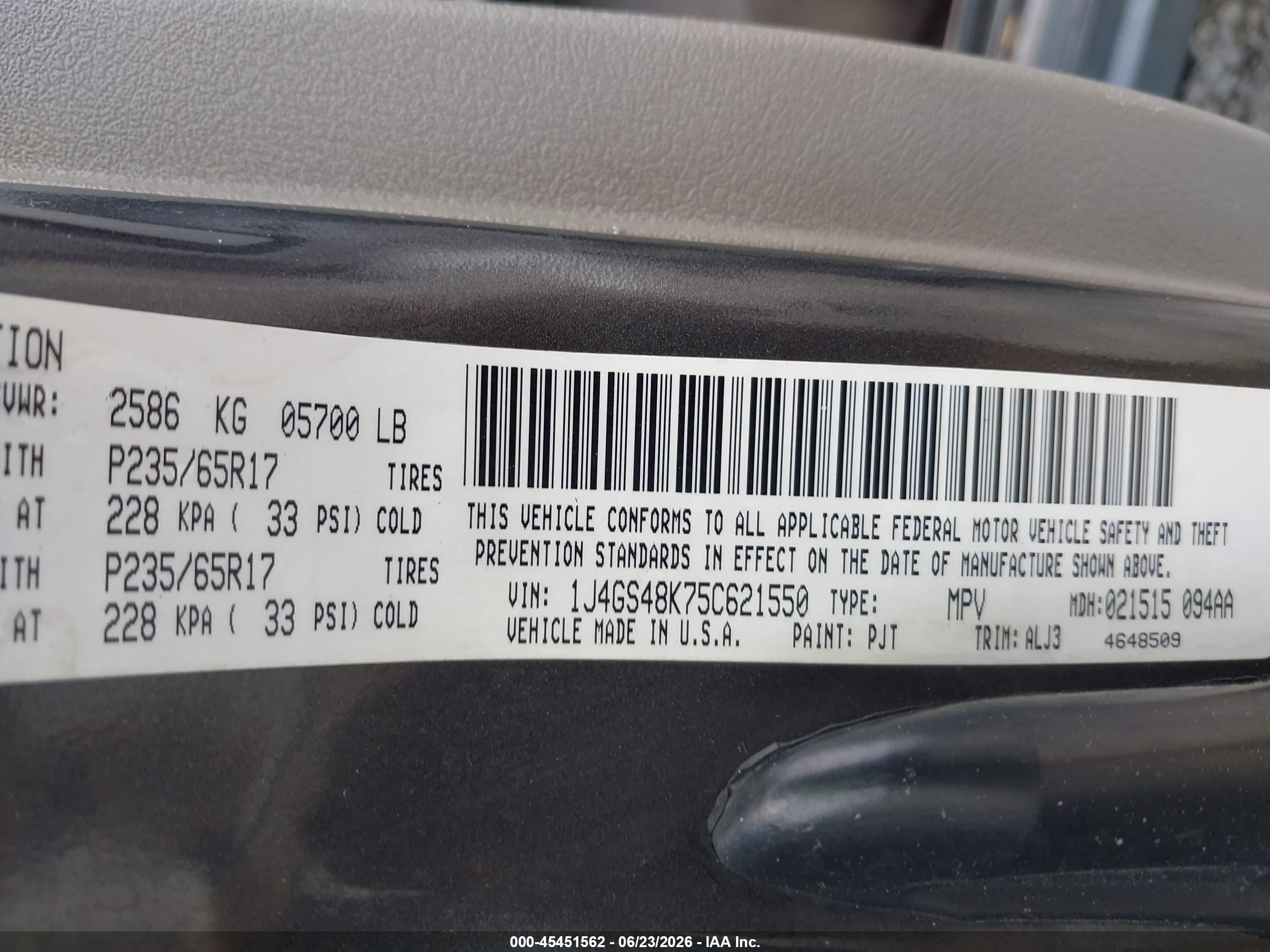 2005 Jeep Grand Cherokee Laredo Gray vin: 1J4GS48K75C621550