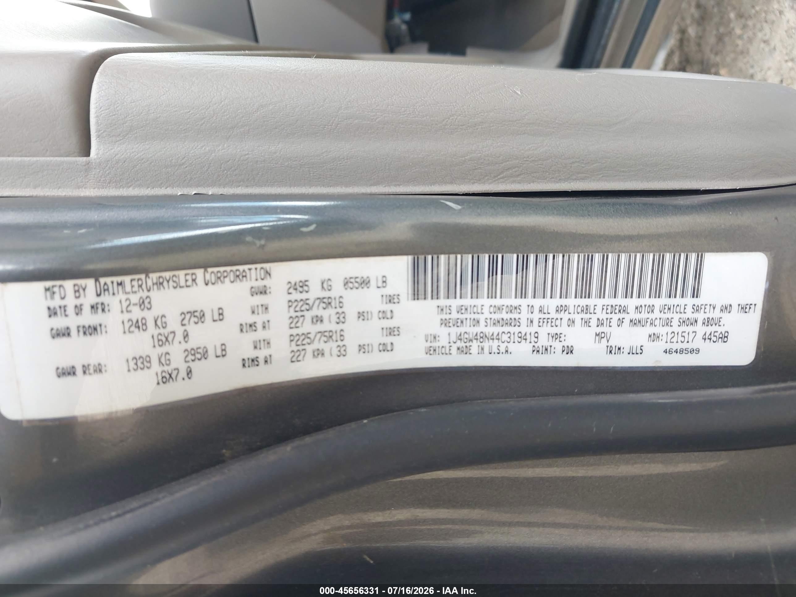 2004 Jeep Grand Cherokee Laredo Gray vin: 1J4GW48N44C319419