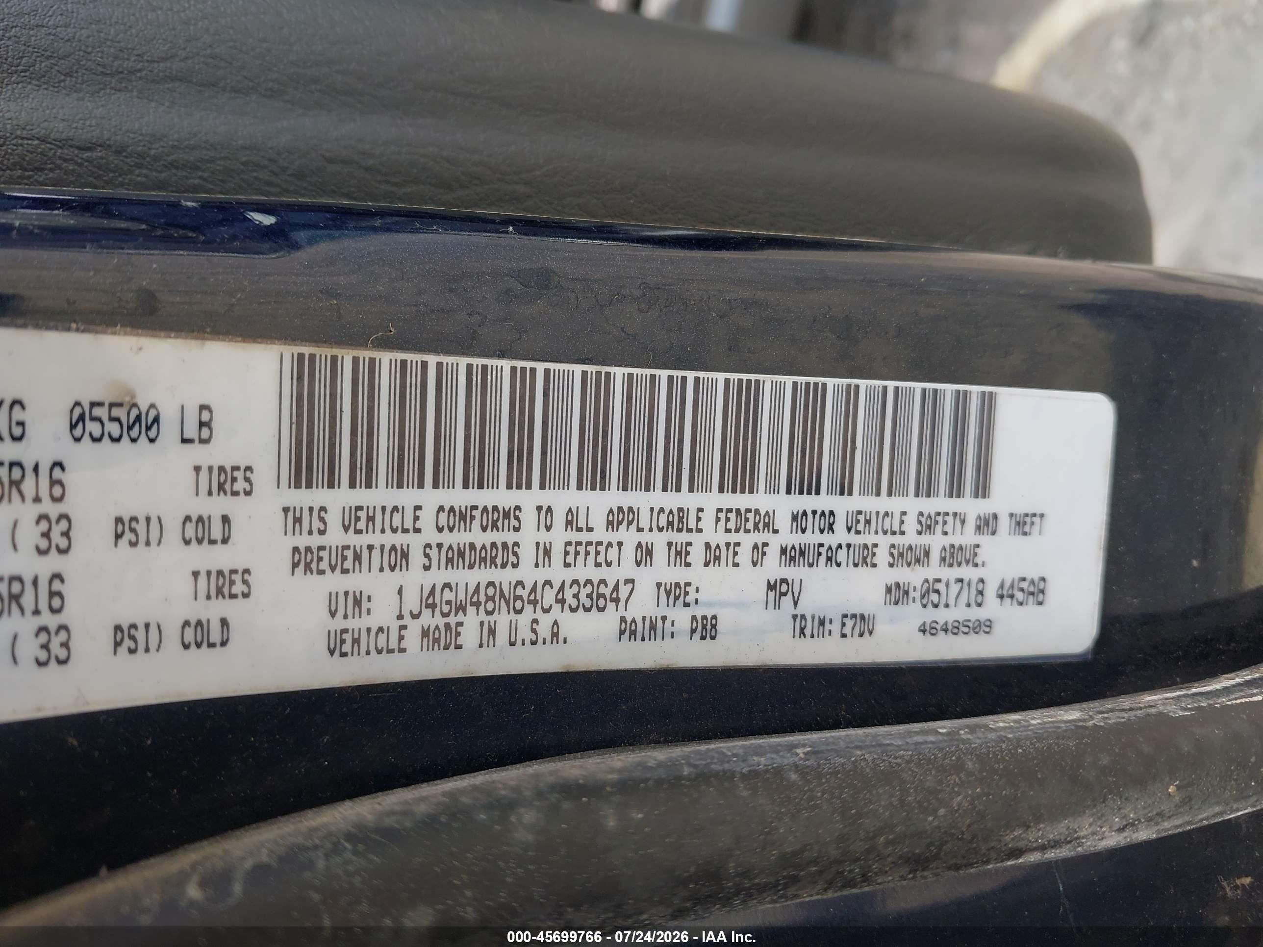 2004 Jeep Grand Cherokee Laredo Blue vin: 1J4GW48N64C433647