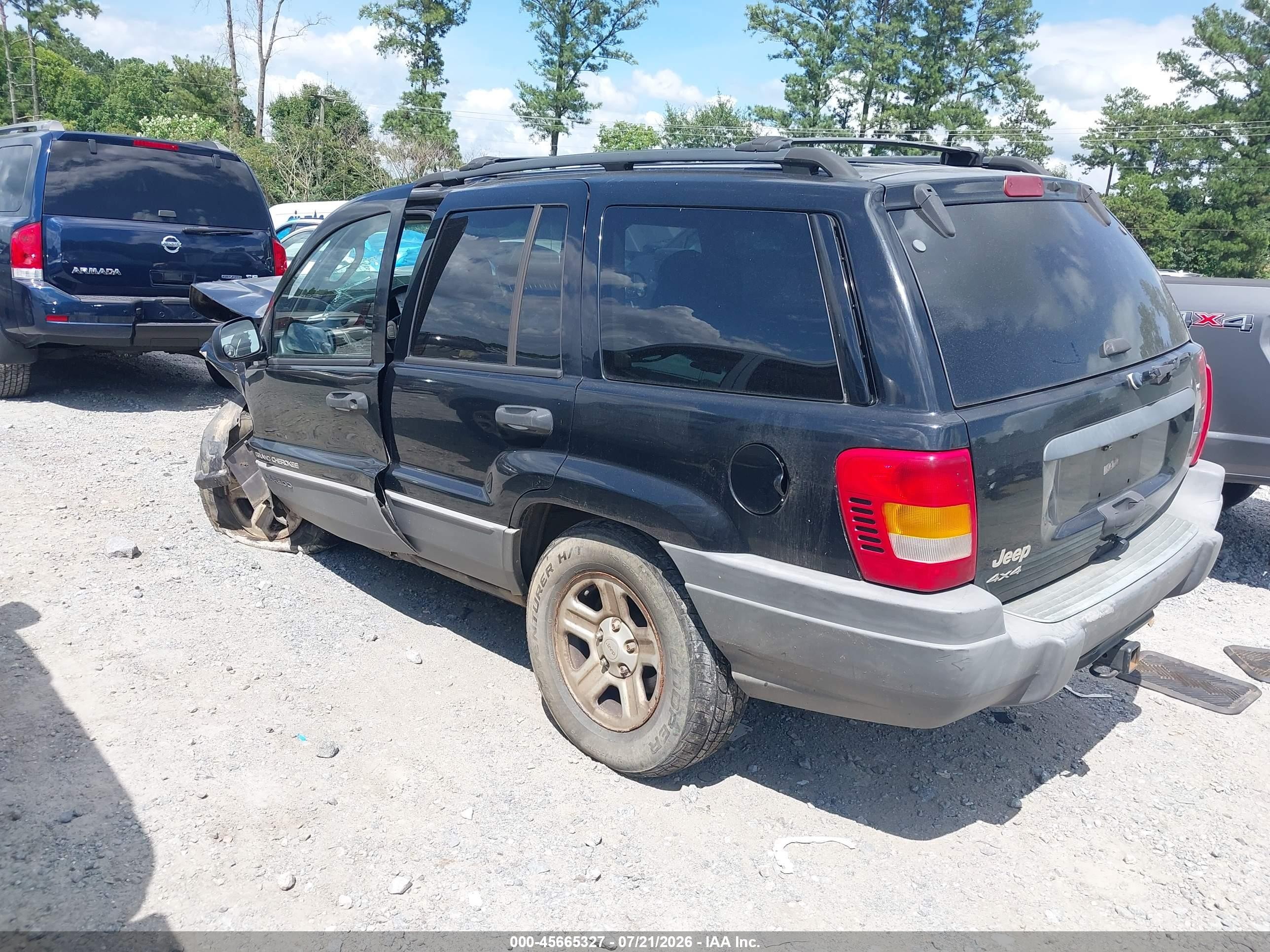 2002 Jeep Grand Cherokee Laredo Black vin: 1J4GW48S52C167427