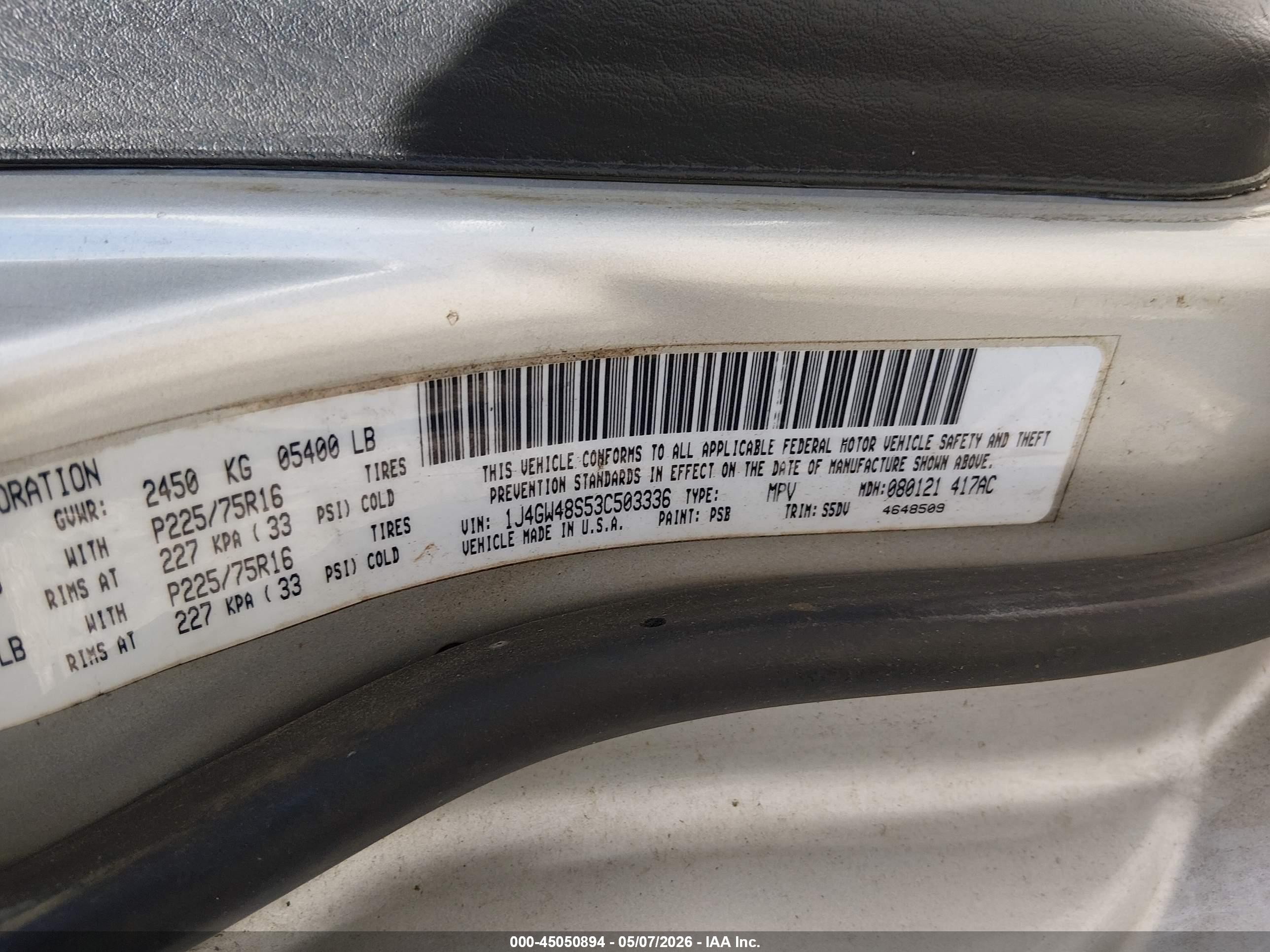 2003 Jeep Grand Cherokee Laredo Серебряный vin: 1J4GW48S53C503336