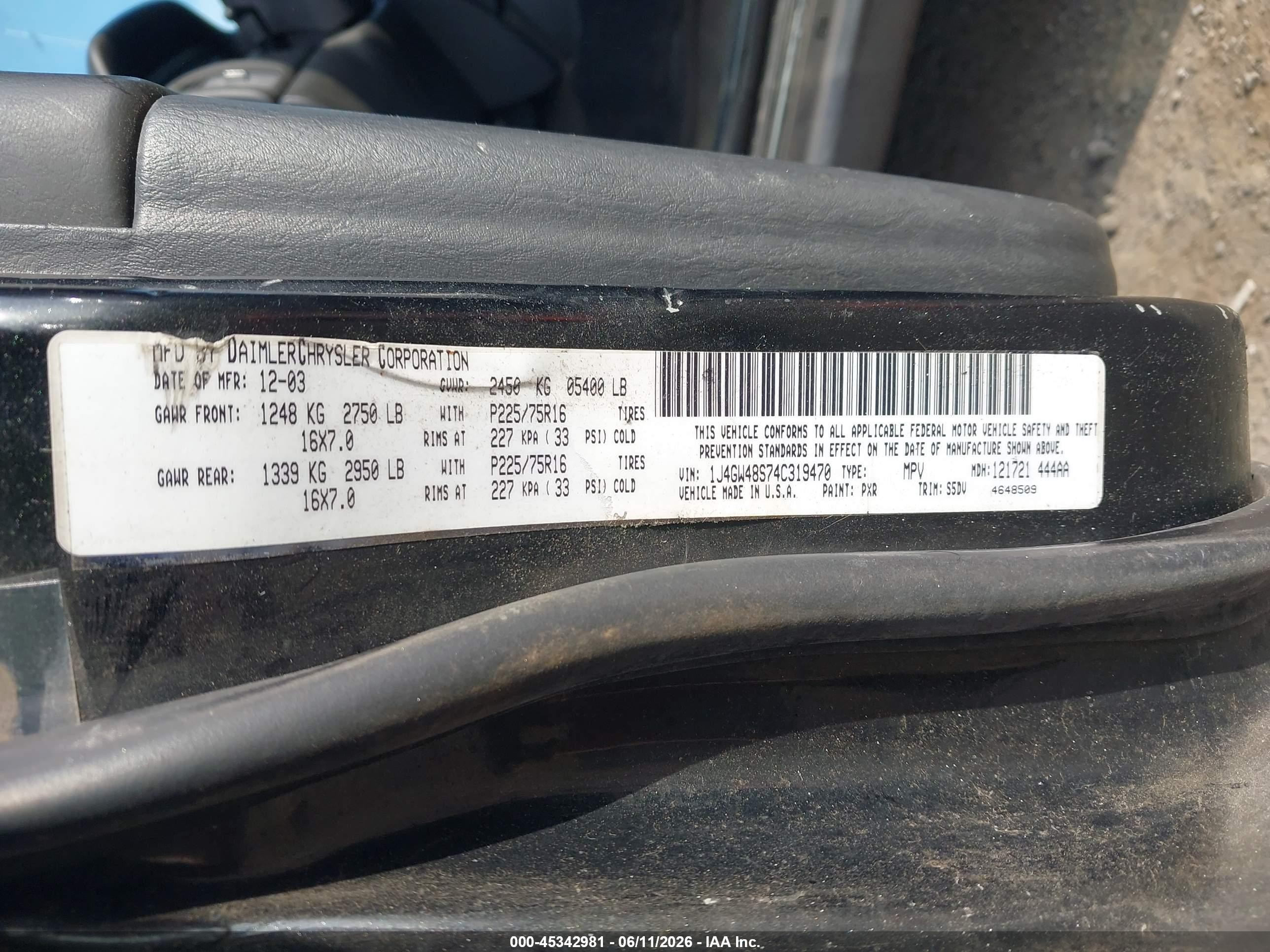 2004 Jeep Grand Cherokee Laredo Black vin: 1J4GW48S74C319470
