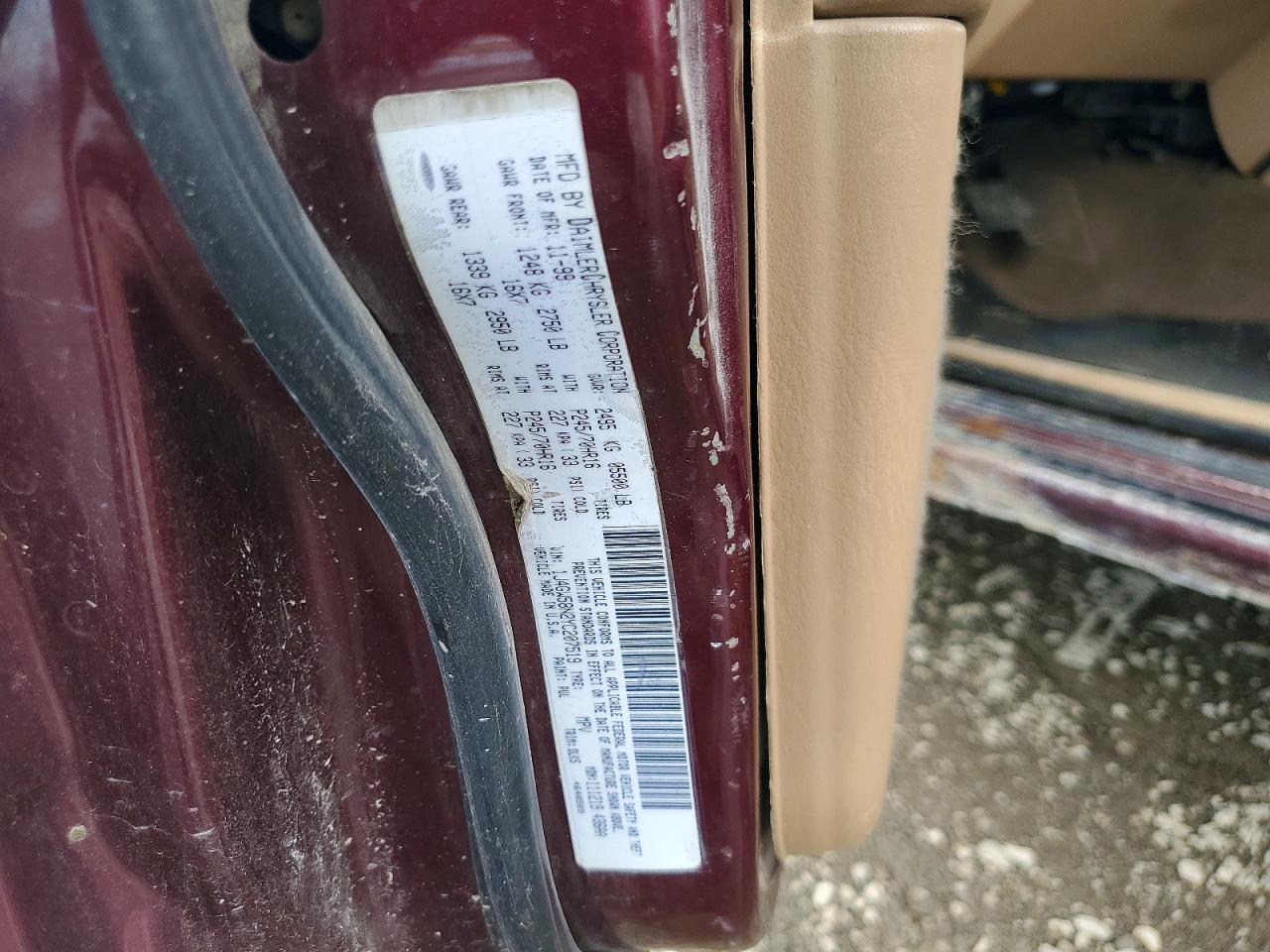 2000 Jeep Grand Cherokee Limited Burgundy vin: 1J4GW58N2YC207519