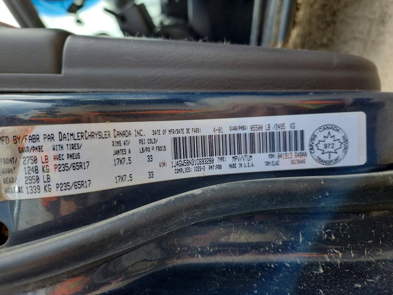 2001 Jeep Grand Cherokee Limited Blue vin: 1J4GW58N31C693280