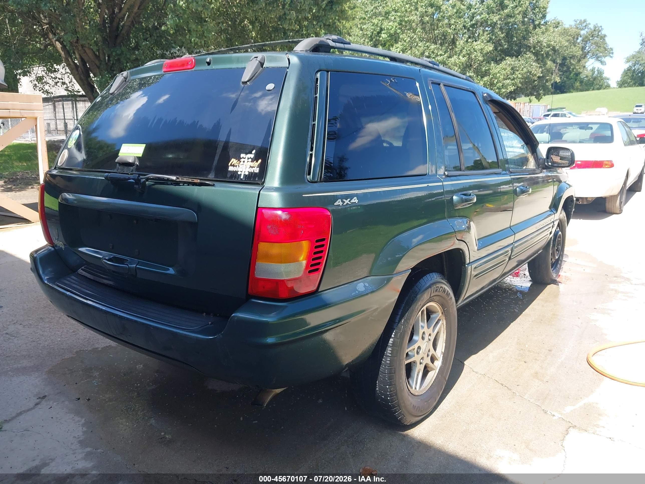 2000 Jeep Grand Cherokee Limited Green vin: 1J4GW58S5YC390629