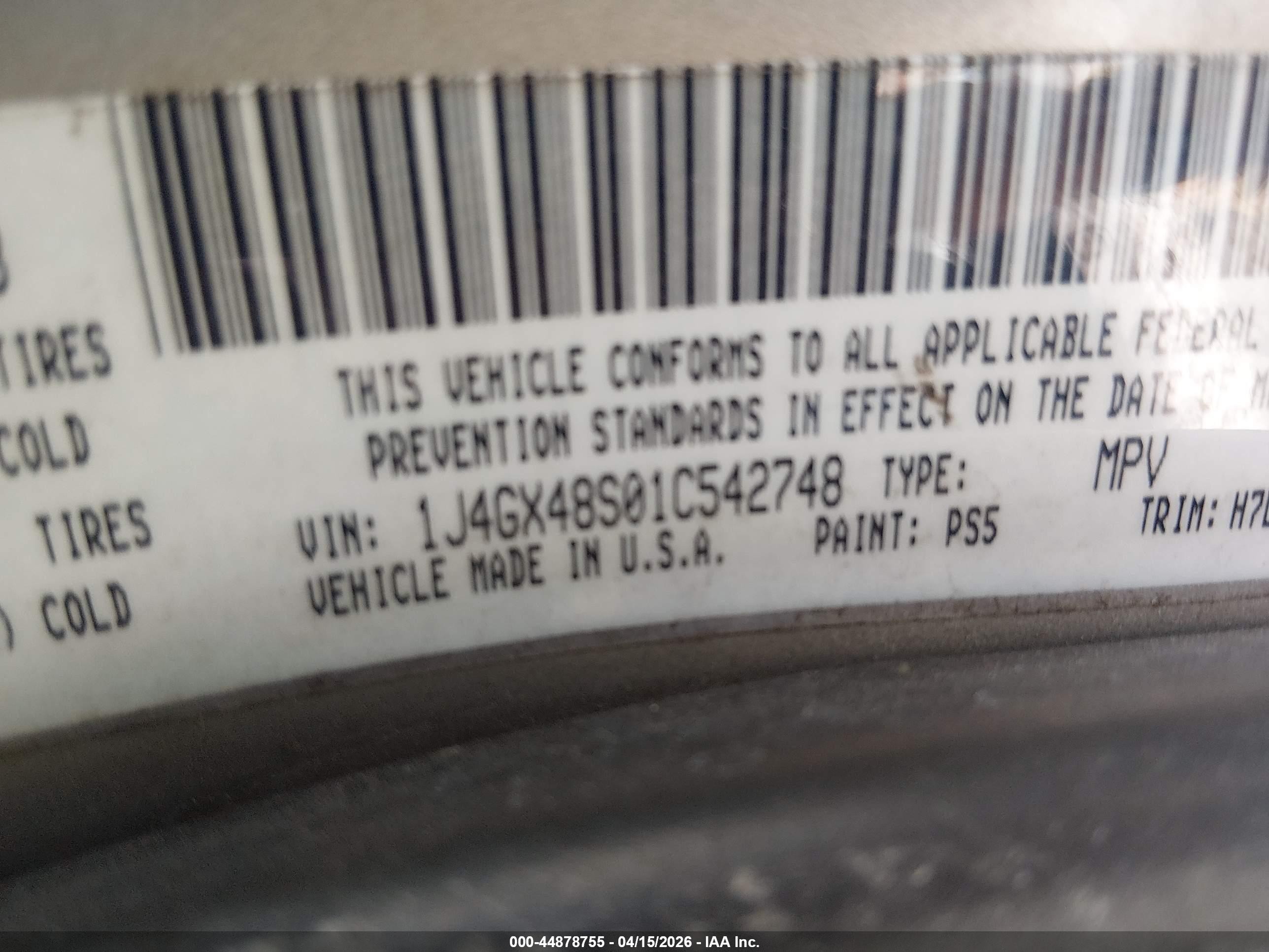 2001 Jeep Grand Cherokee Laredo Gray vin: 1J4GX48S01C542748