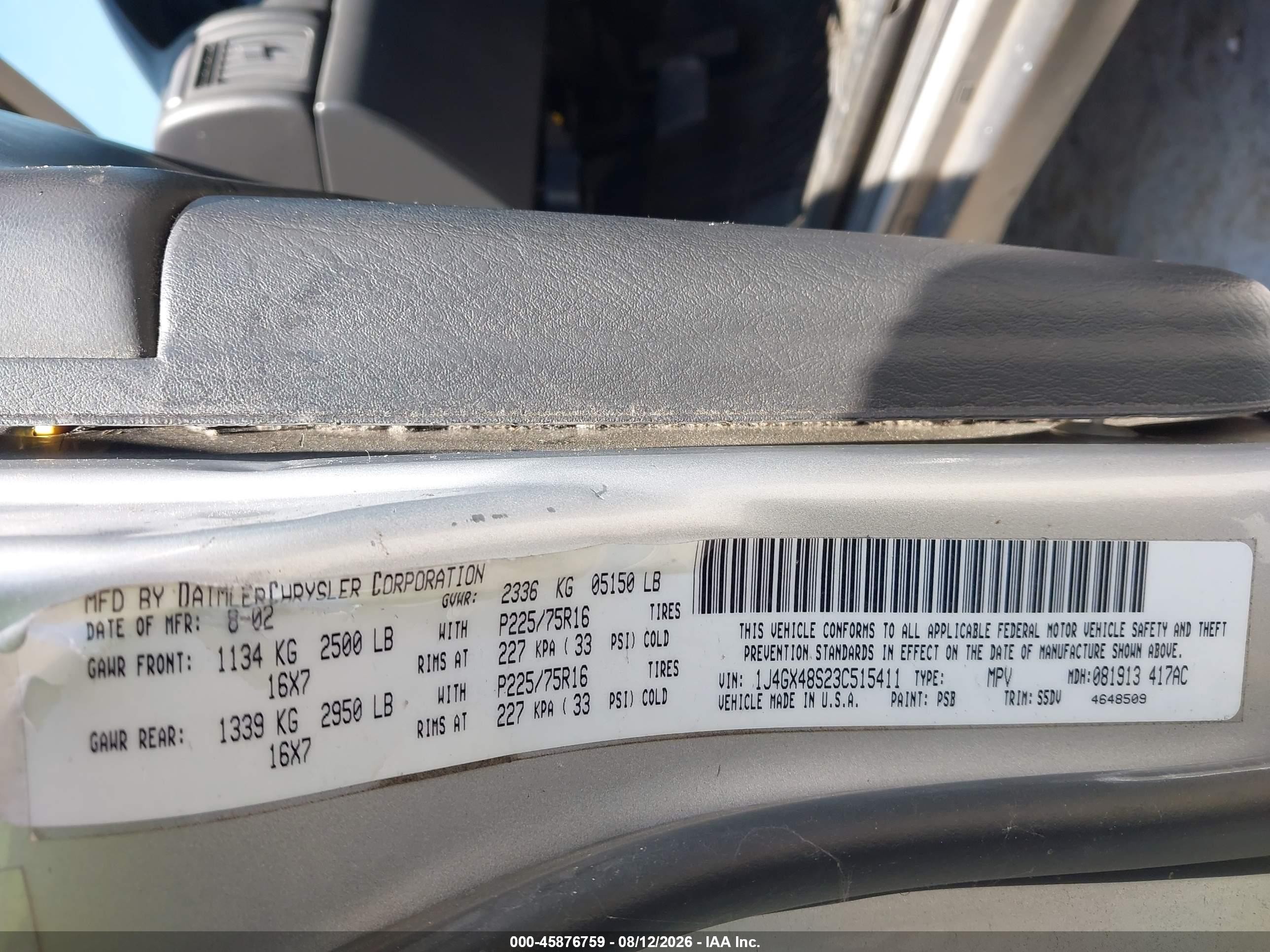2003 Jeep Grand Cherokee Laredo Silver vin: 1J4GX48S23C515411