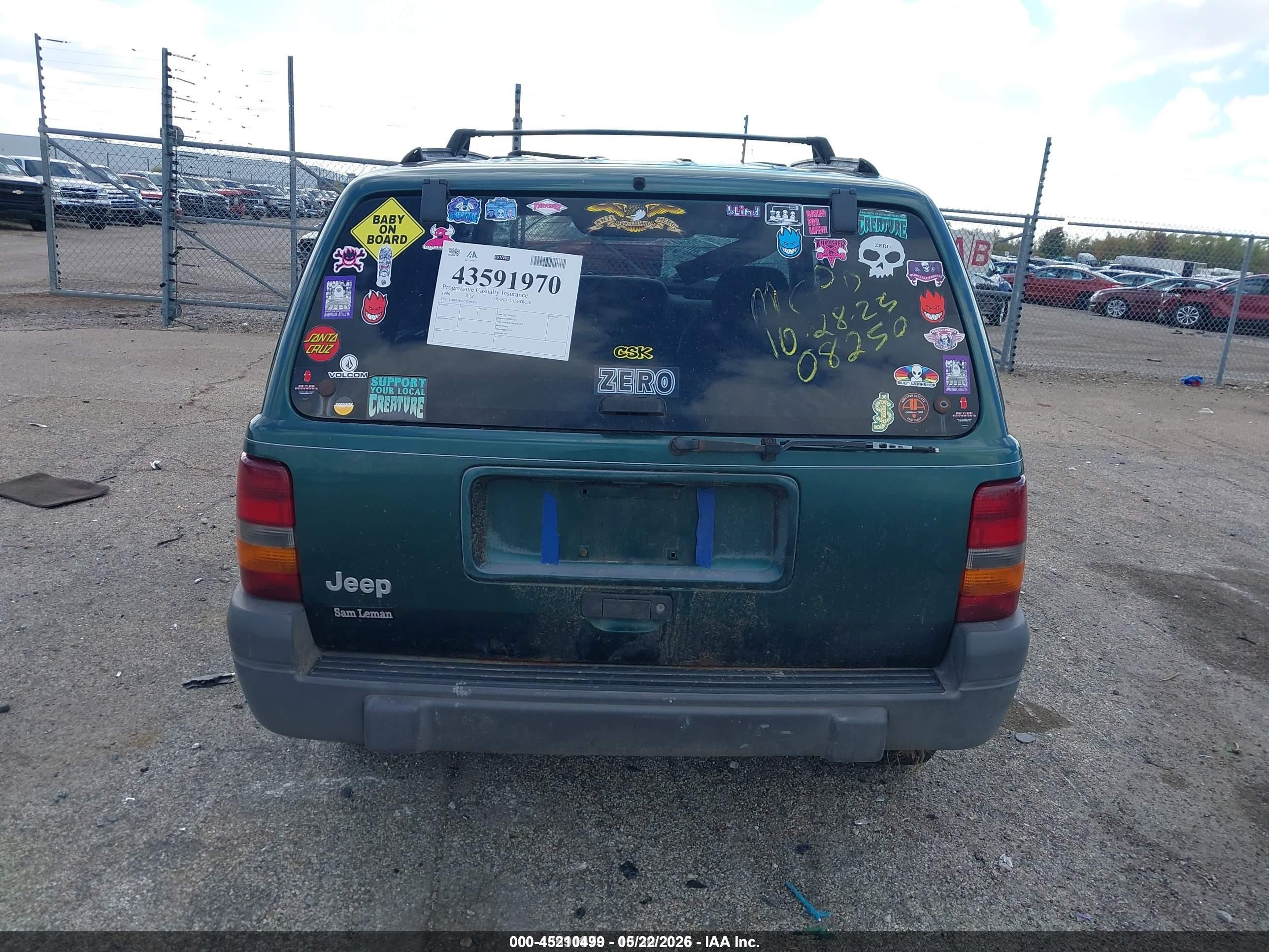 1996 Jeep Grand Cherokee Laredo Green vin: 1J4GZ58SXTC308250