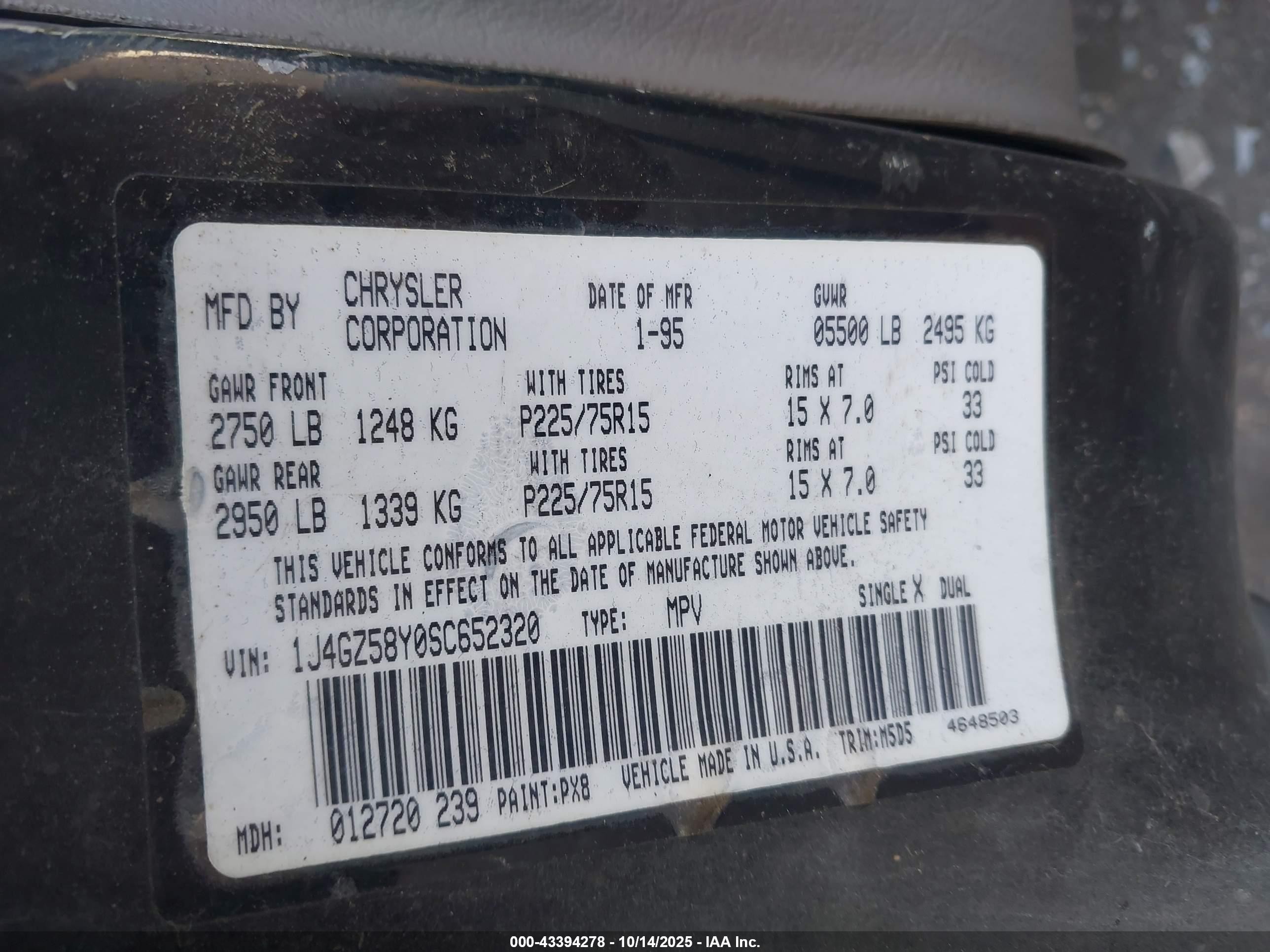 1995 Jeep Grand Cherokee Laredo Black vin: 1J4GZ58Y0SC652320
